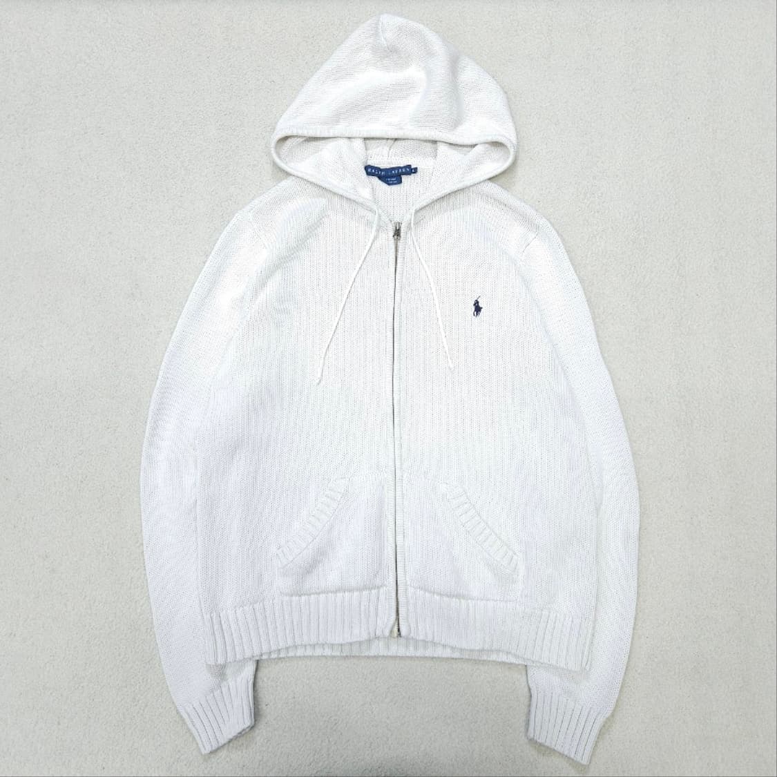 폴로 랄프 로렌 니트 후드 집업 XL 화이트 상품이미지1