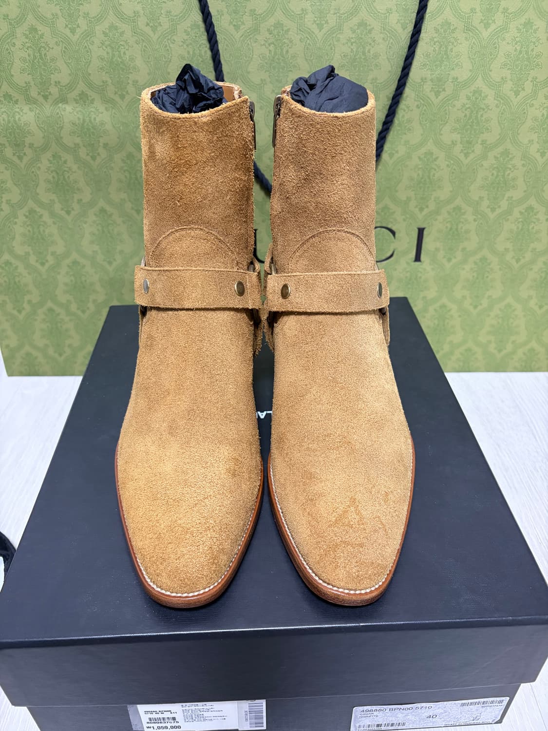 생로랑 남성 스웨이드 하네스 부츠 브라운 40사이즈 국내 매장판 새상품 상품이미지1