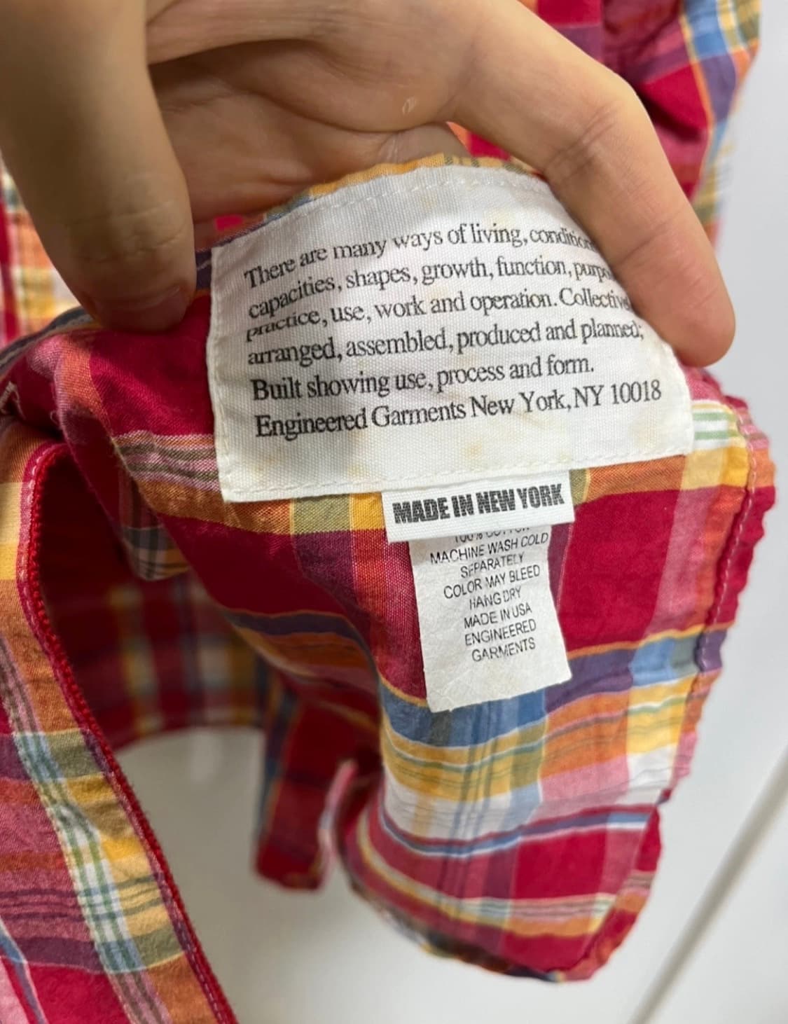 엔지니어드가먼츠 마드라스 체크 워크 셔츠 M 상품이미지3