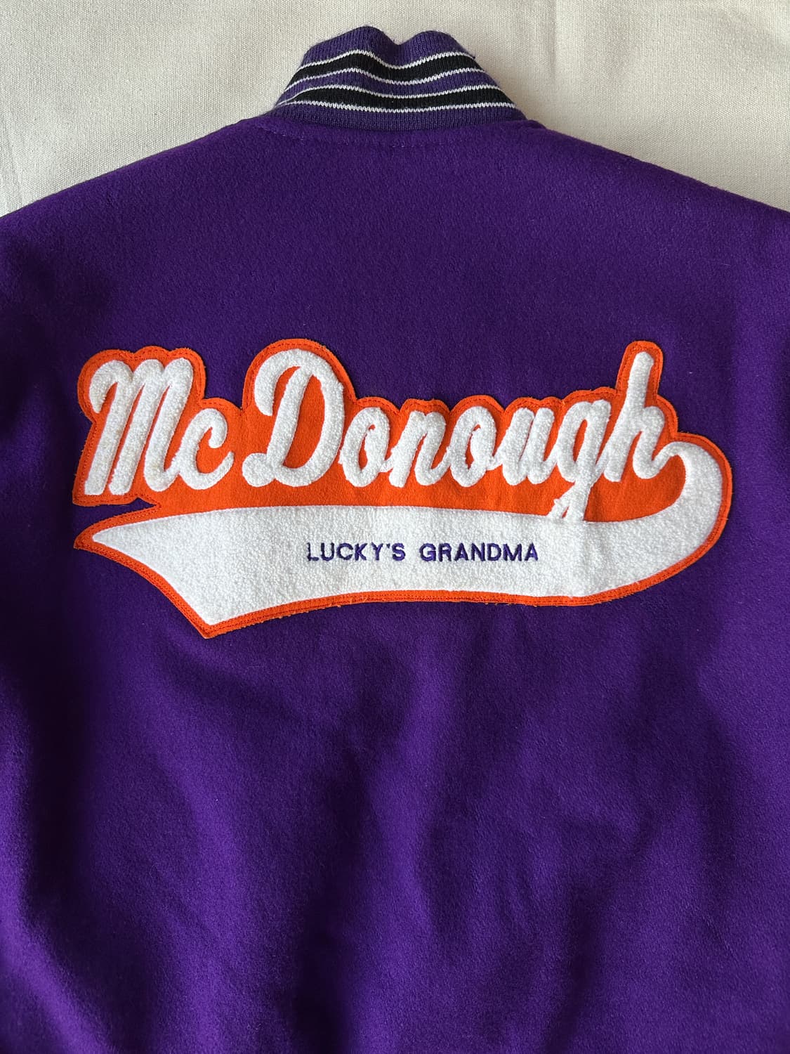 90s USA 울레더 바시티 퍼플 자켓 100 상품이미지6