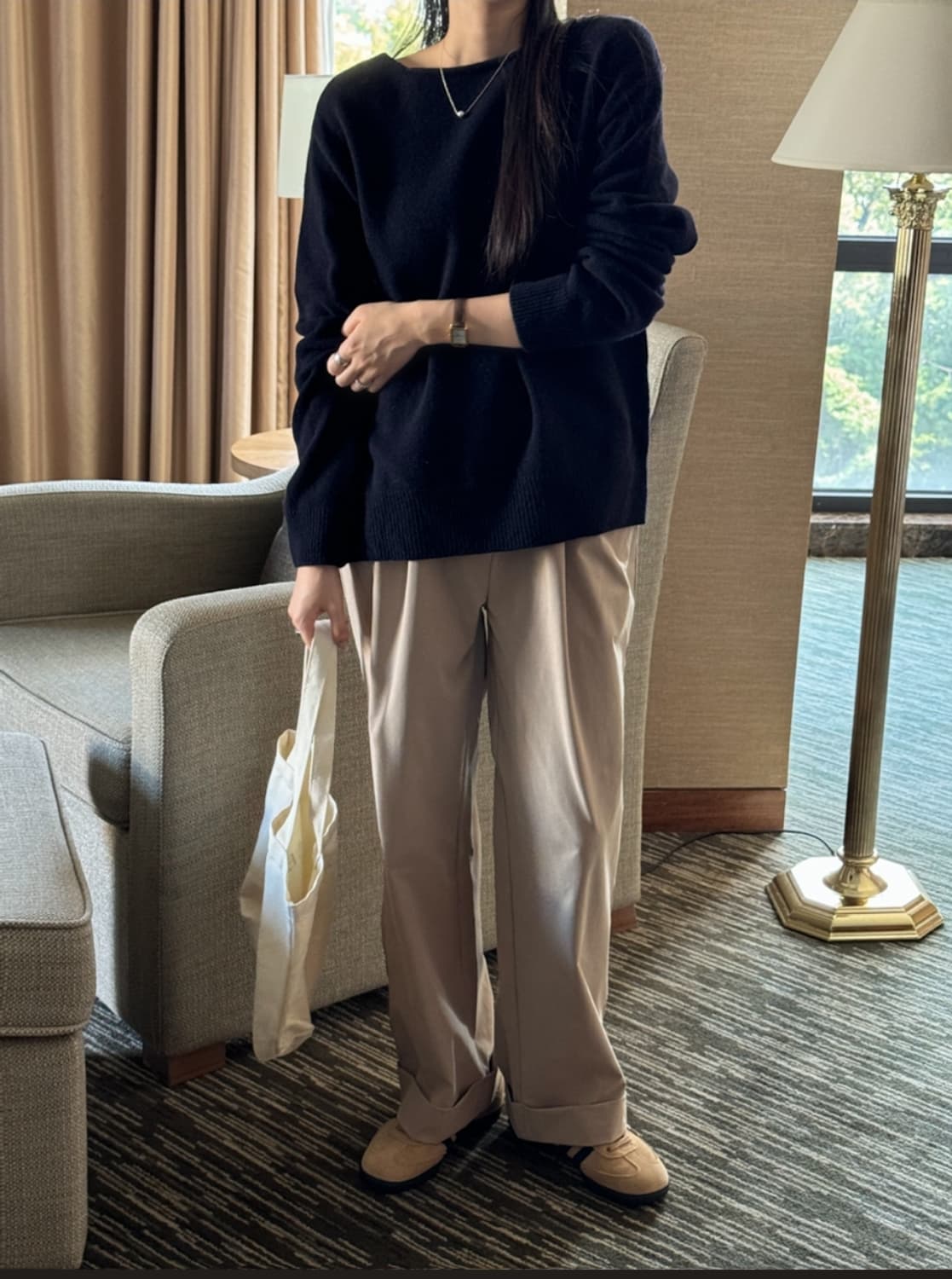 5KP 에페 보트 사이드버튼 니트 네이비 새제품 상품이미지2