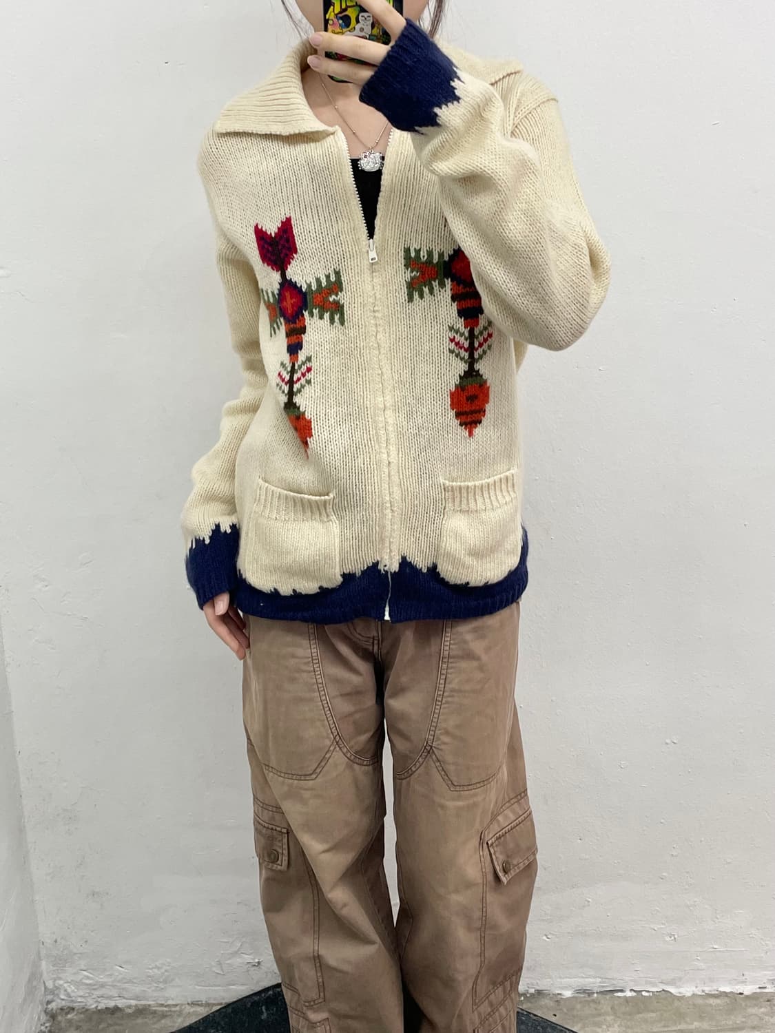 울 노르딕 포켓 니트 집업 상품이미지4