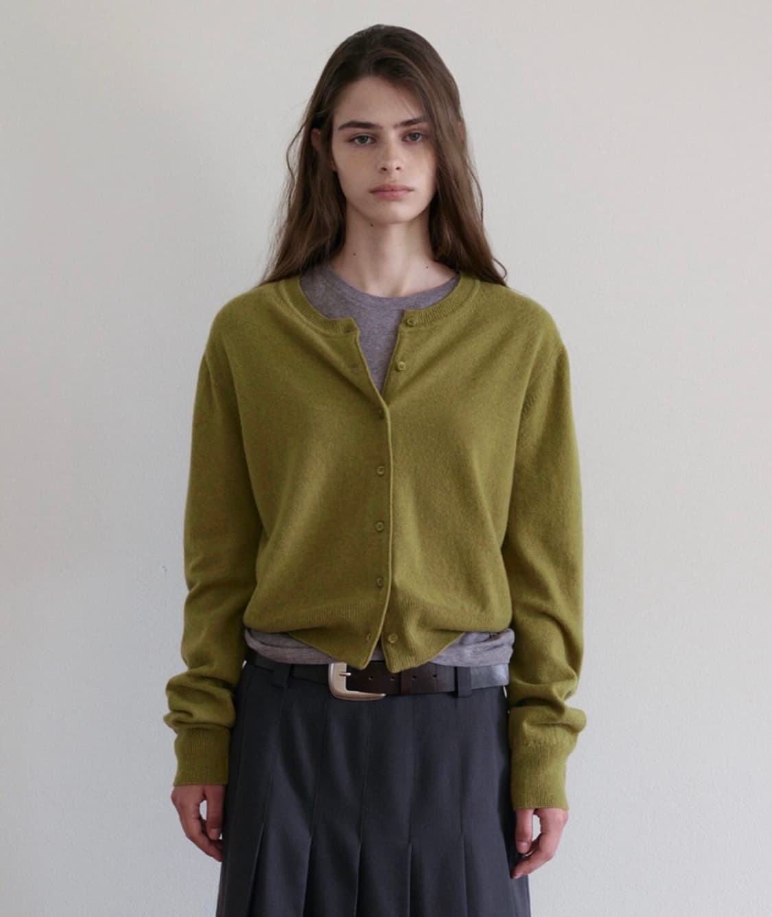 ARTTO 아르토 캐시미어 가디건 올리브 상품이미지1