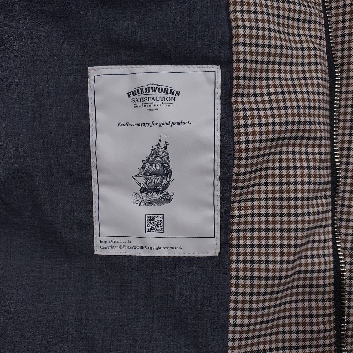 실측 XL) 프리즘웍스 신형 깅엄체크 투웨이 집업 미니멀 블루종 자켓 상품이미지7