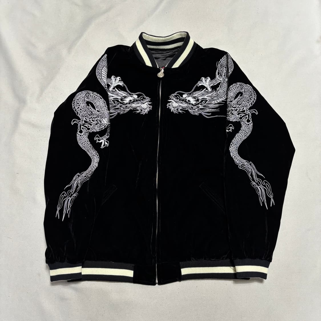 XL jpn 잉어 자수 리버시블 블랙 스카쟌 상품이미지4