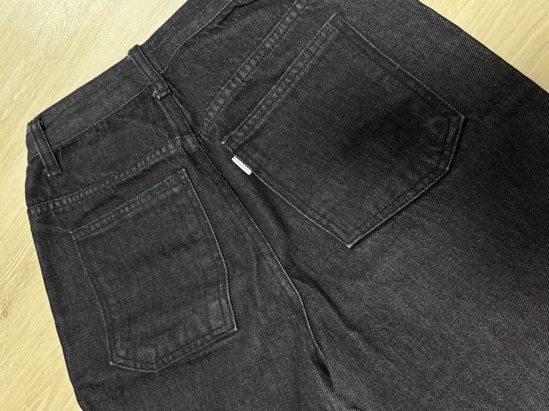 유스 와이드 데님 팬츠 블랙 S 상품이미지5