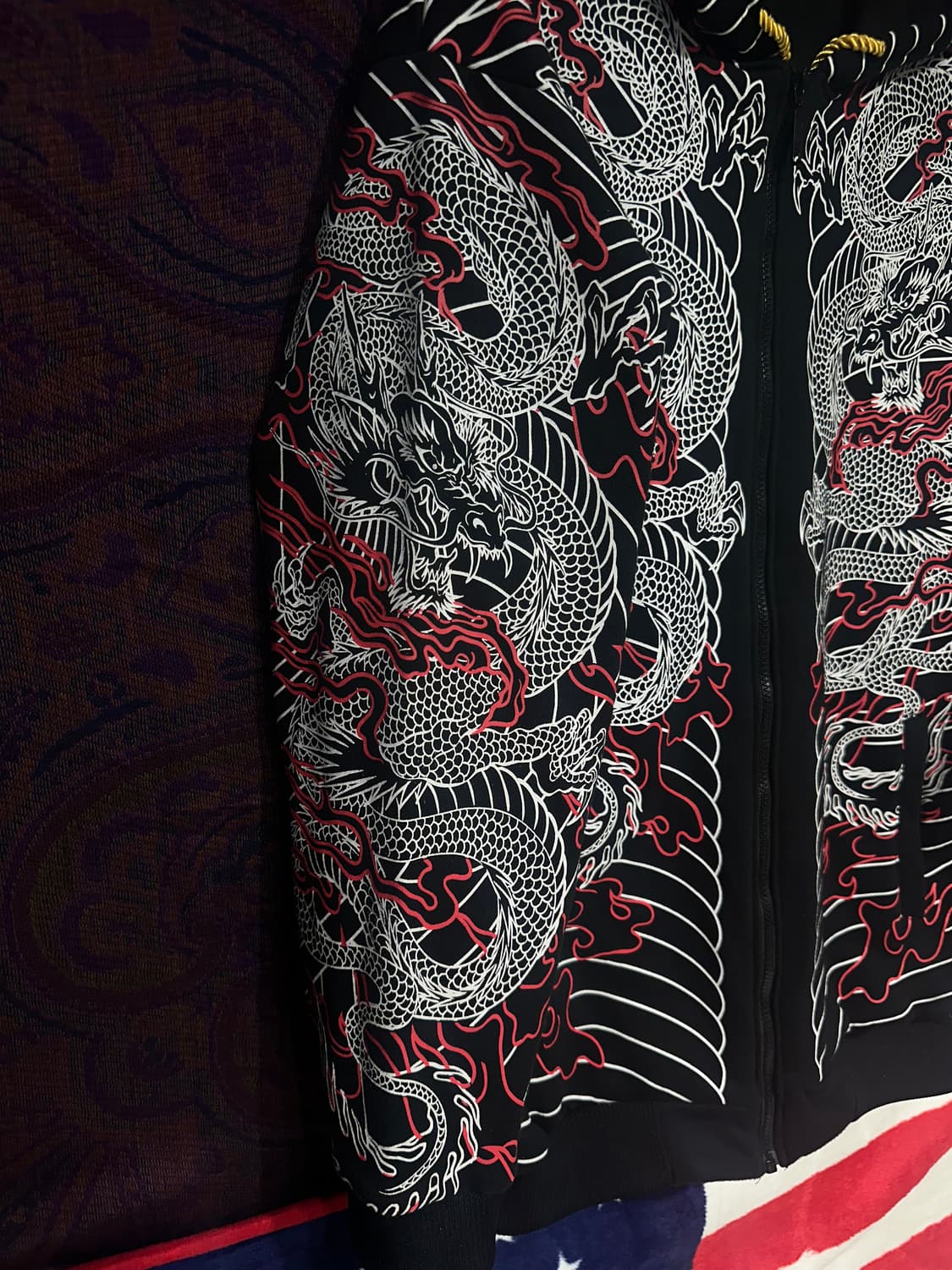 일본 오리엔탈 용프린팅 후드집업 상품이미지6