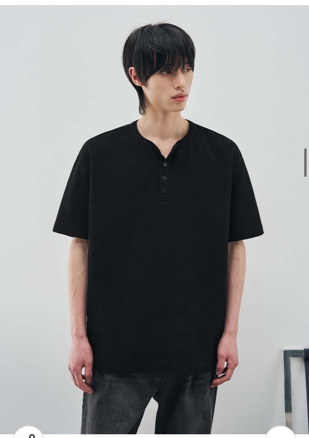 (새상품)(L) 드로우핏 와플 헨리넥 하프 티셔츠 [BLACK] 반팔 상품이미지5