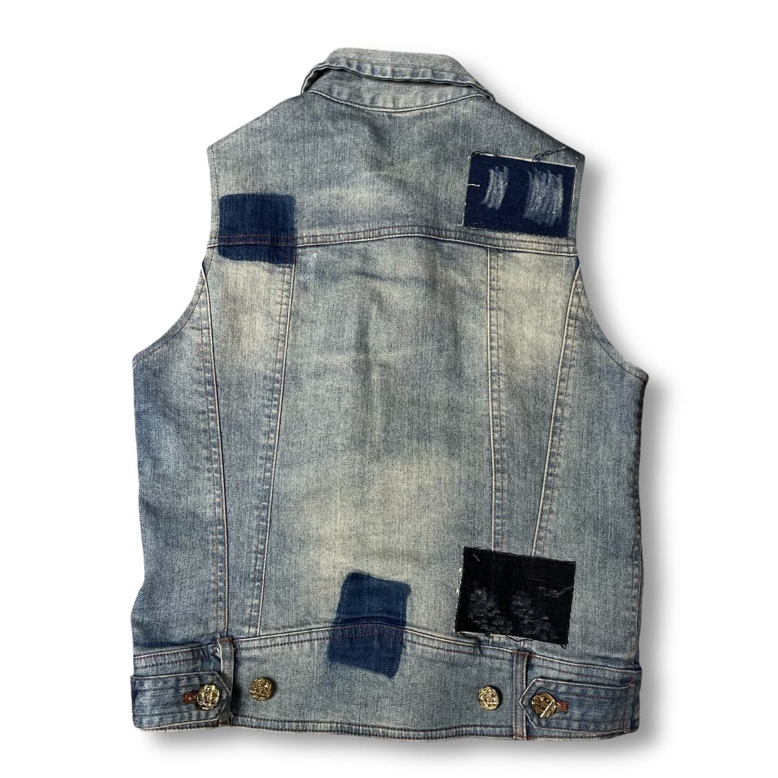 빈티지 연청 패치 디테일 데님 조끼 M 상품이미지2