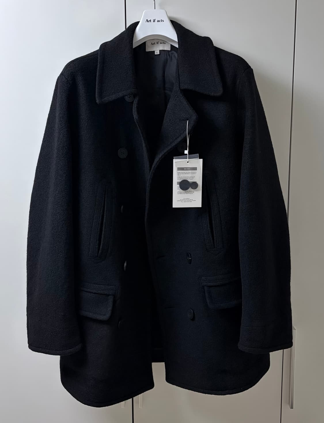 아트이프액츠 25FW 워시드 울 피코트 블랙 L 상품이미지1