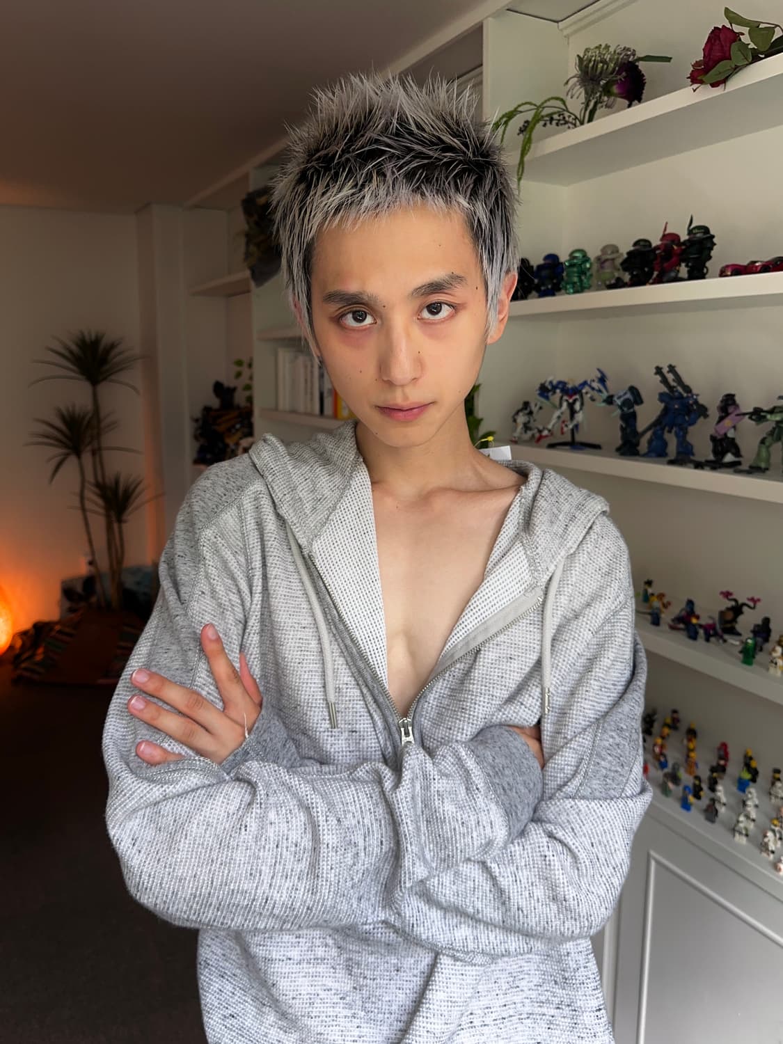 Diesel 와플 하프 집 후드 상품이미지4