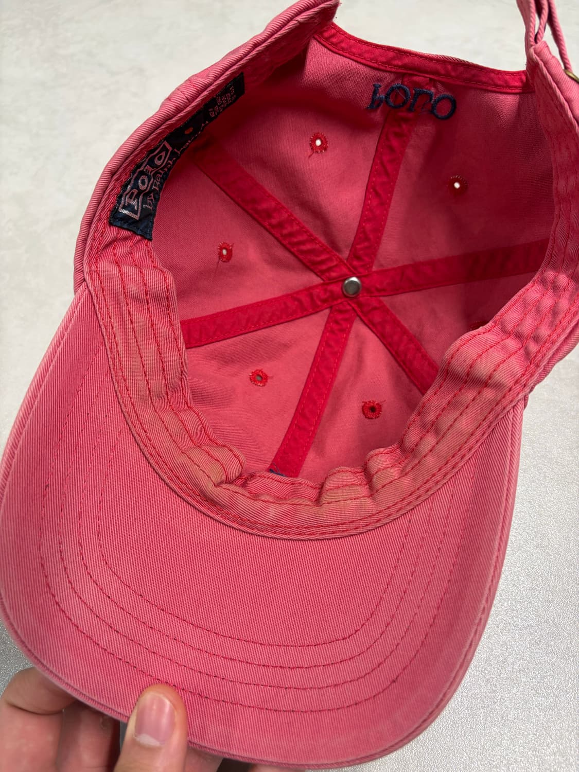 빈티지 폴로랄프로렌 포니 로고 볼캡 핑크 상품이미지3