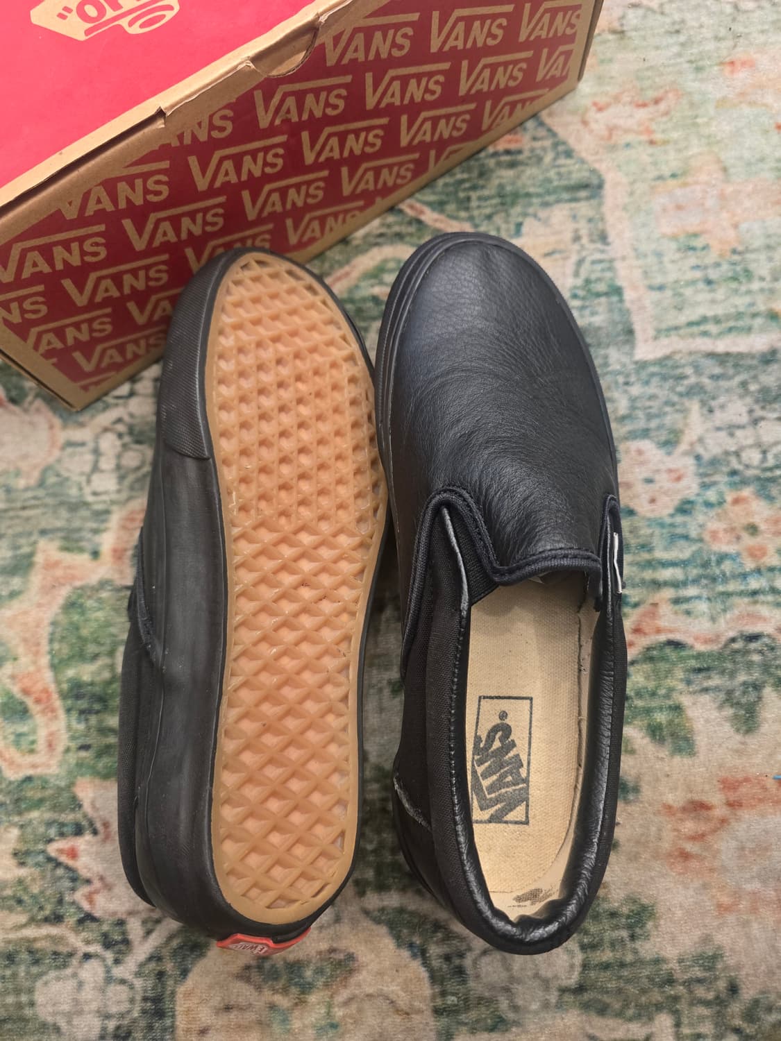 반스90s Vans클래식 슬립온 (레더) 블랙:트루 화이트 스니커즈 상품이미지4