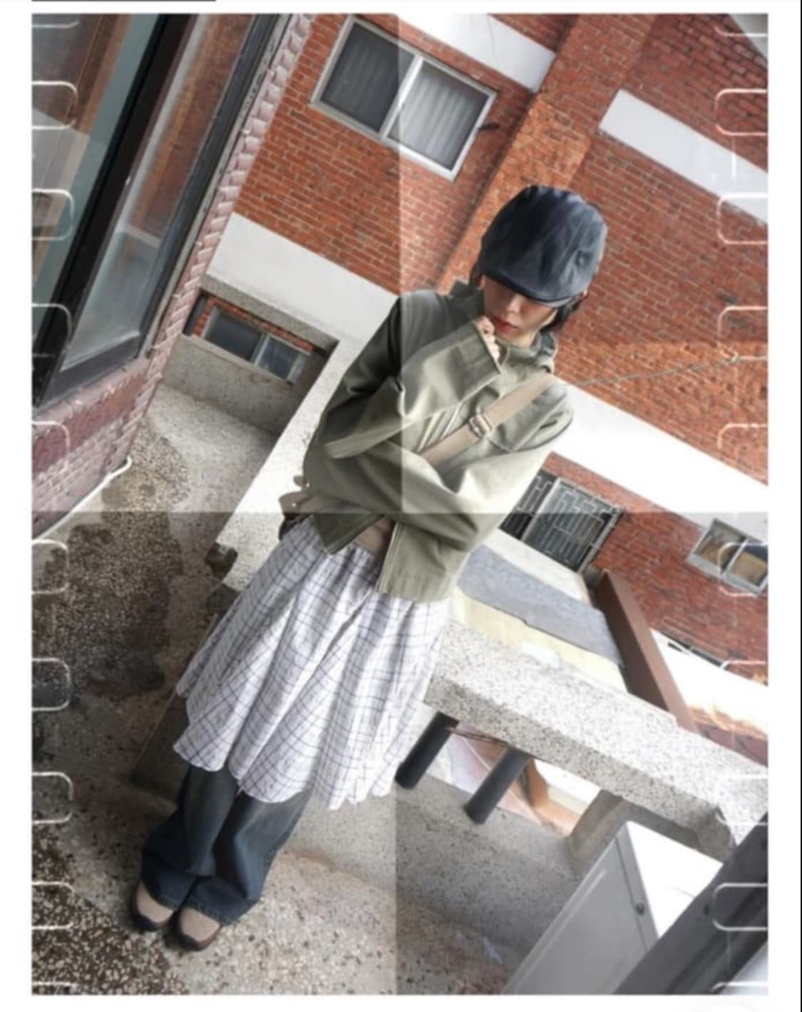 모래하우스 체크 레이어드 미디 스커트 상품이미지2