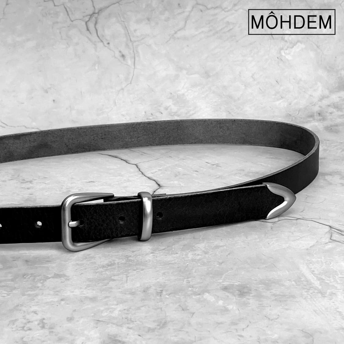 [Unisex] 미니멀 웨스턴 이태리 소가죽 벨트 블랙 상품이미지10