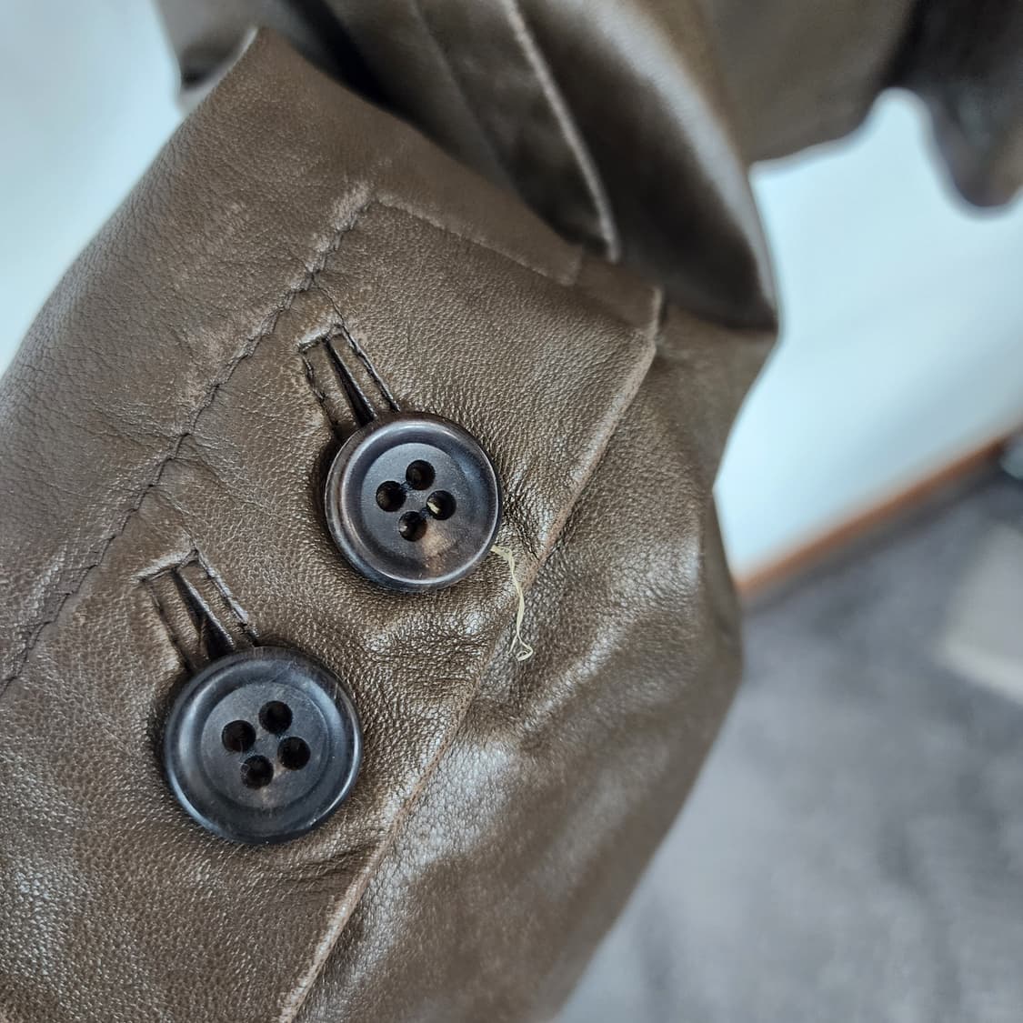 시스템 브라운 가죽 언발란스 자켓 상품이미지4