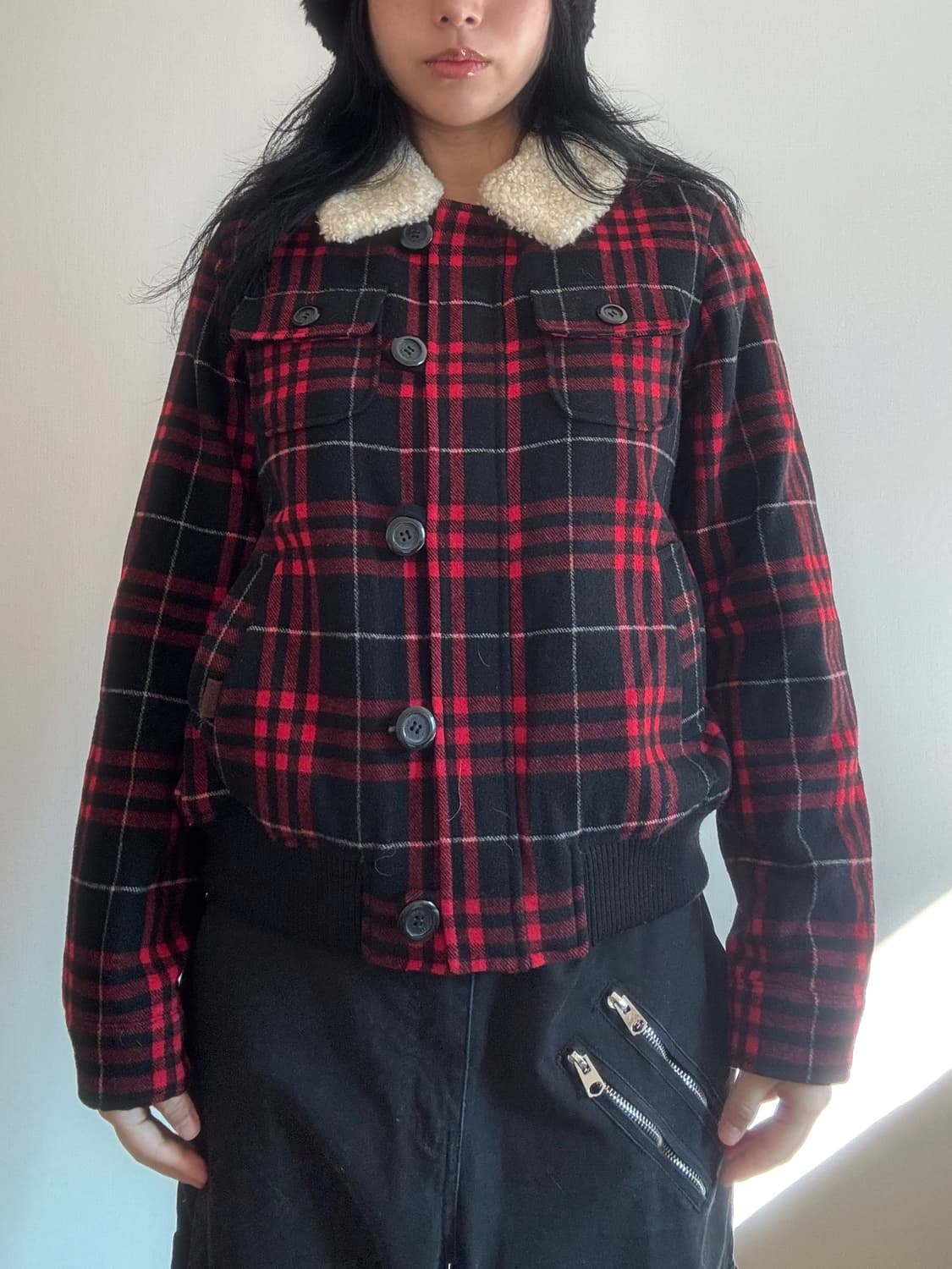 체크 무스탕 상품이미지2