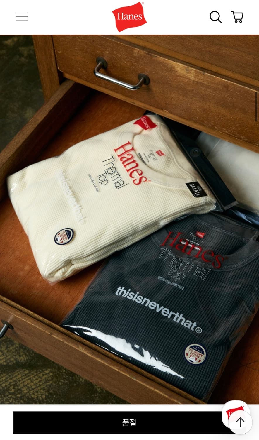 헤인즈 디스이즈네버댓 써멀 와플 롱슬리브 M 상품이미지2