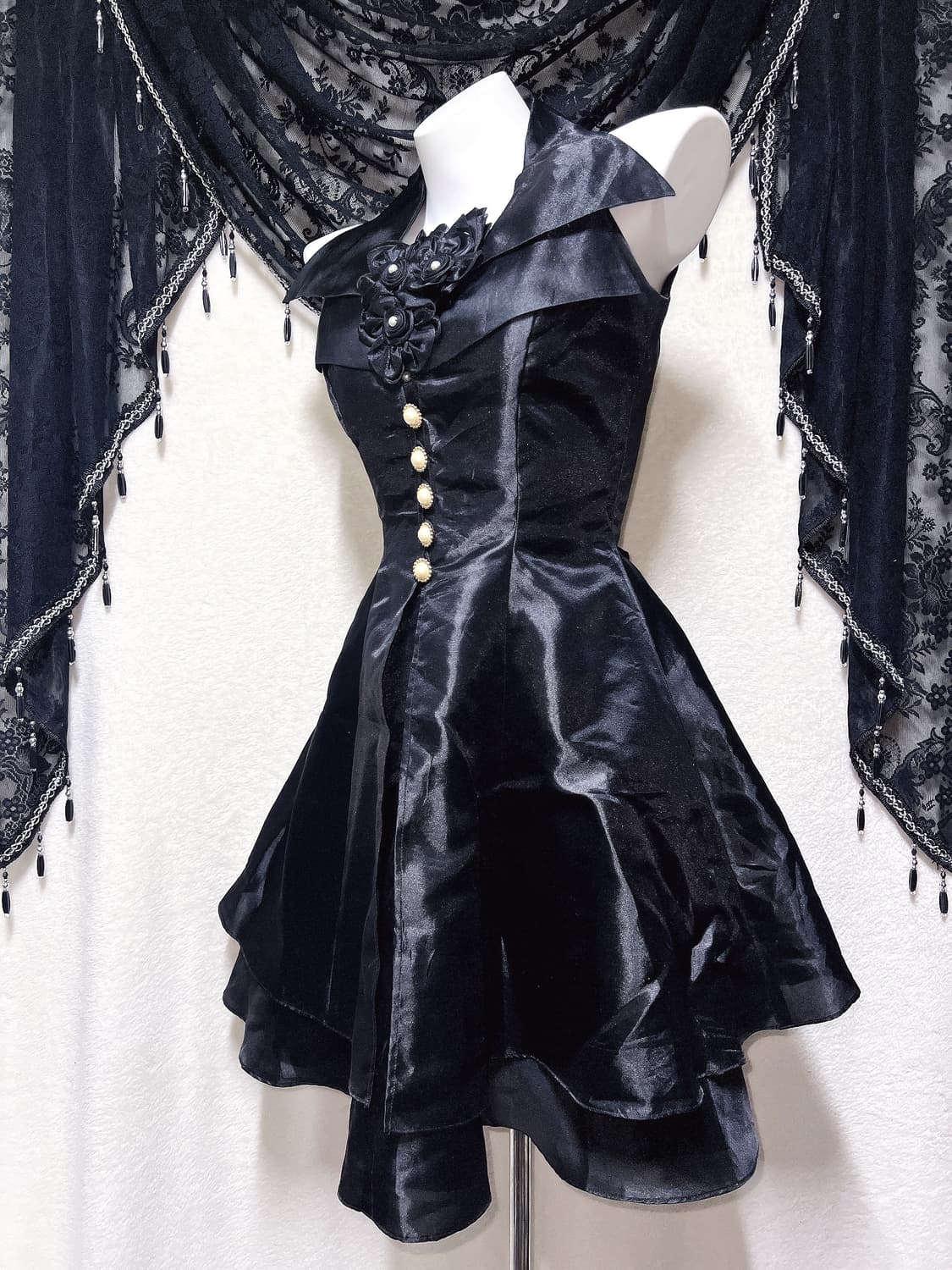 로맨틱고딕 고스펑크 미사 세라 레이스업 코르셋드레스 새틴원피스 공겜 핀터 상품이미지4