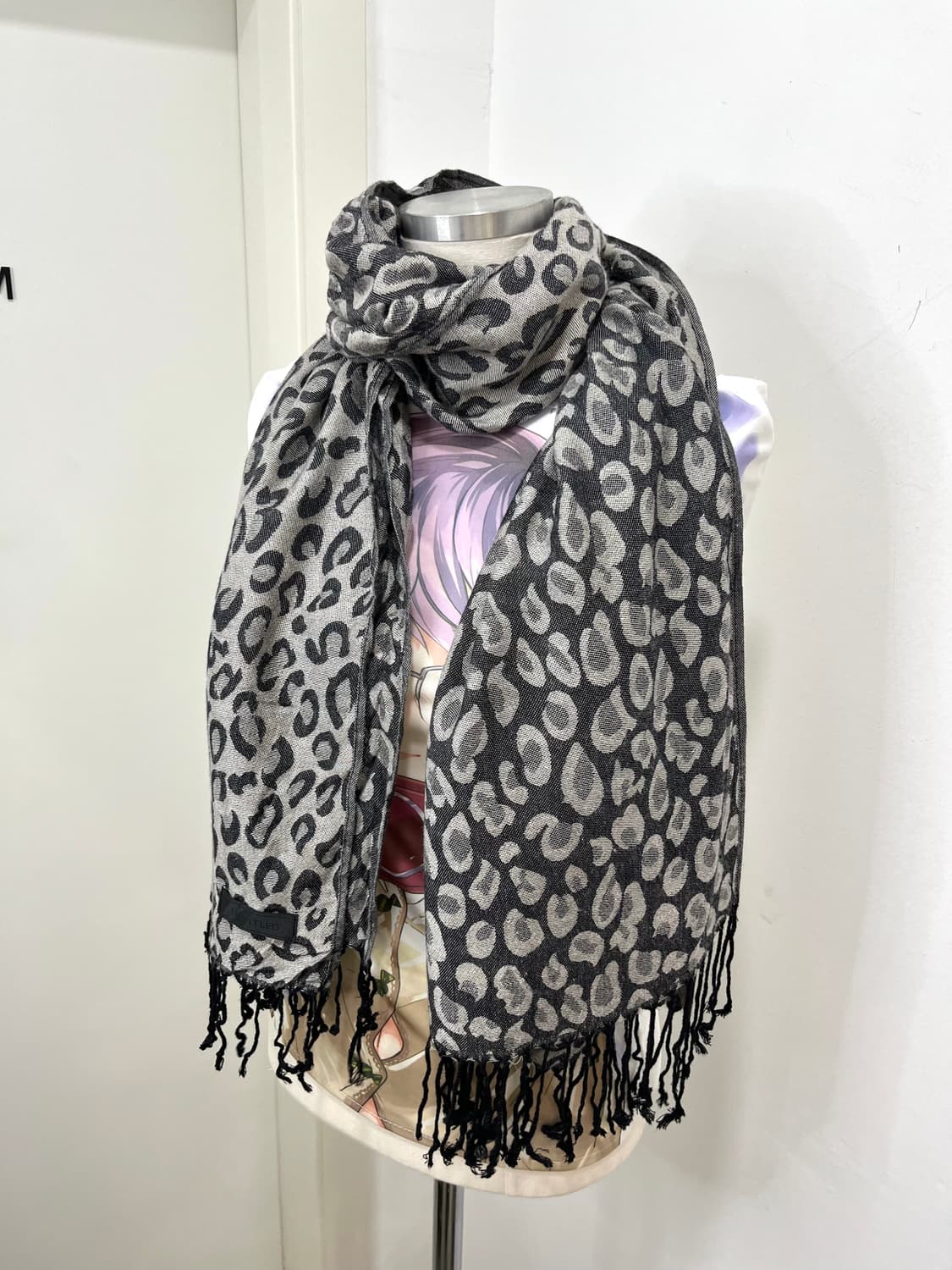 일본 빈티지 갸루 레오파드 호피 테슬 머플러 상품이미지1