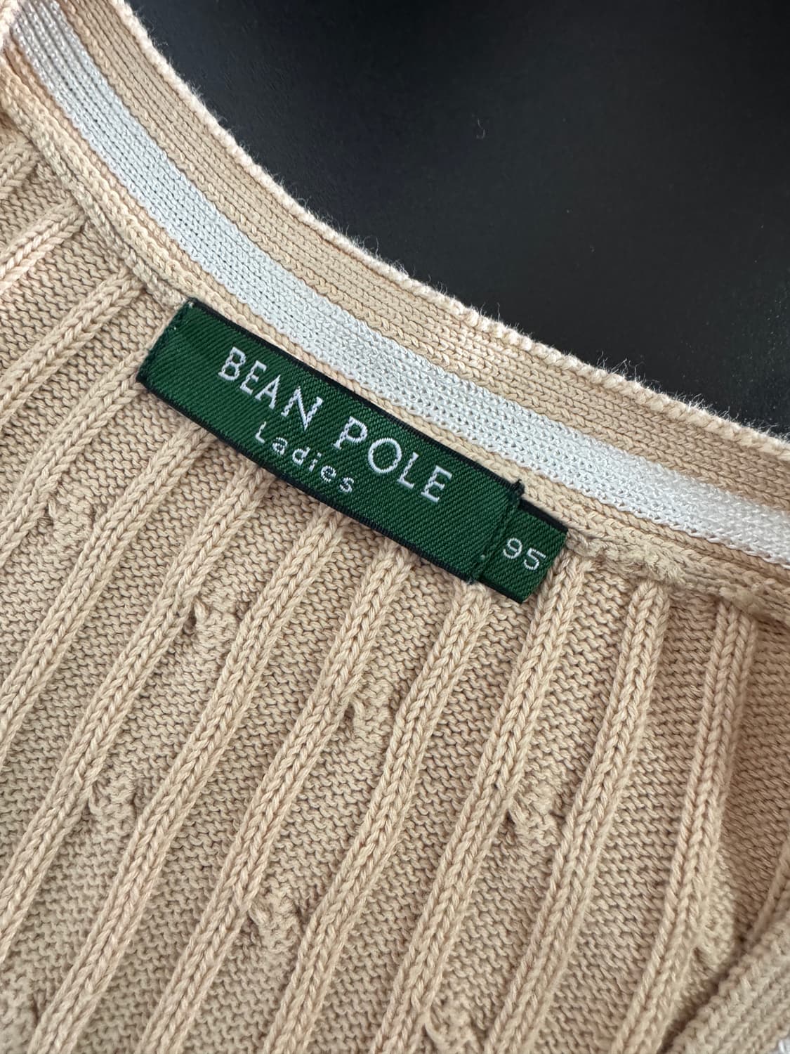 여성 빈폴 beanpole 꽈배기 브이넥 코튼 니트 M 상품이미지3