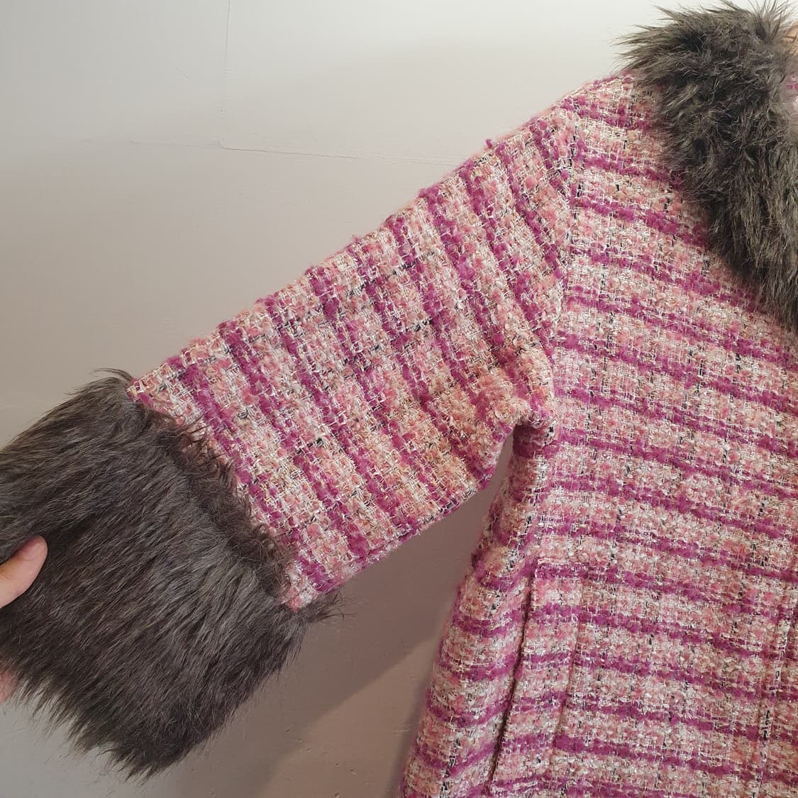 핑크 트위드 코트 made in japan  상품이미지2