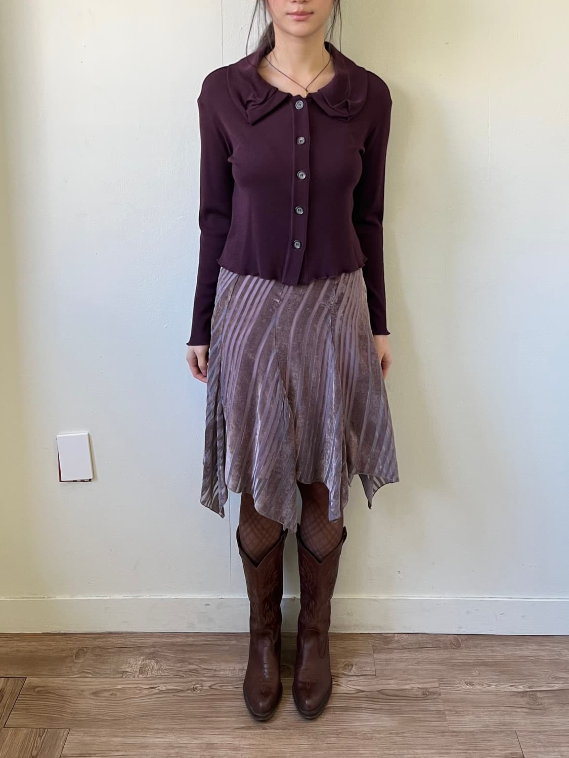 Japan vtg 벨벳 시스루 스커트 상품이미지8