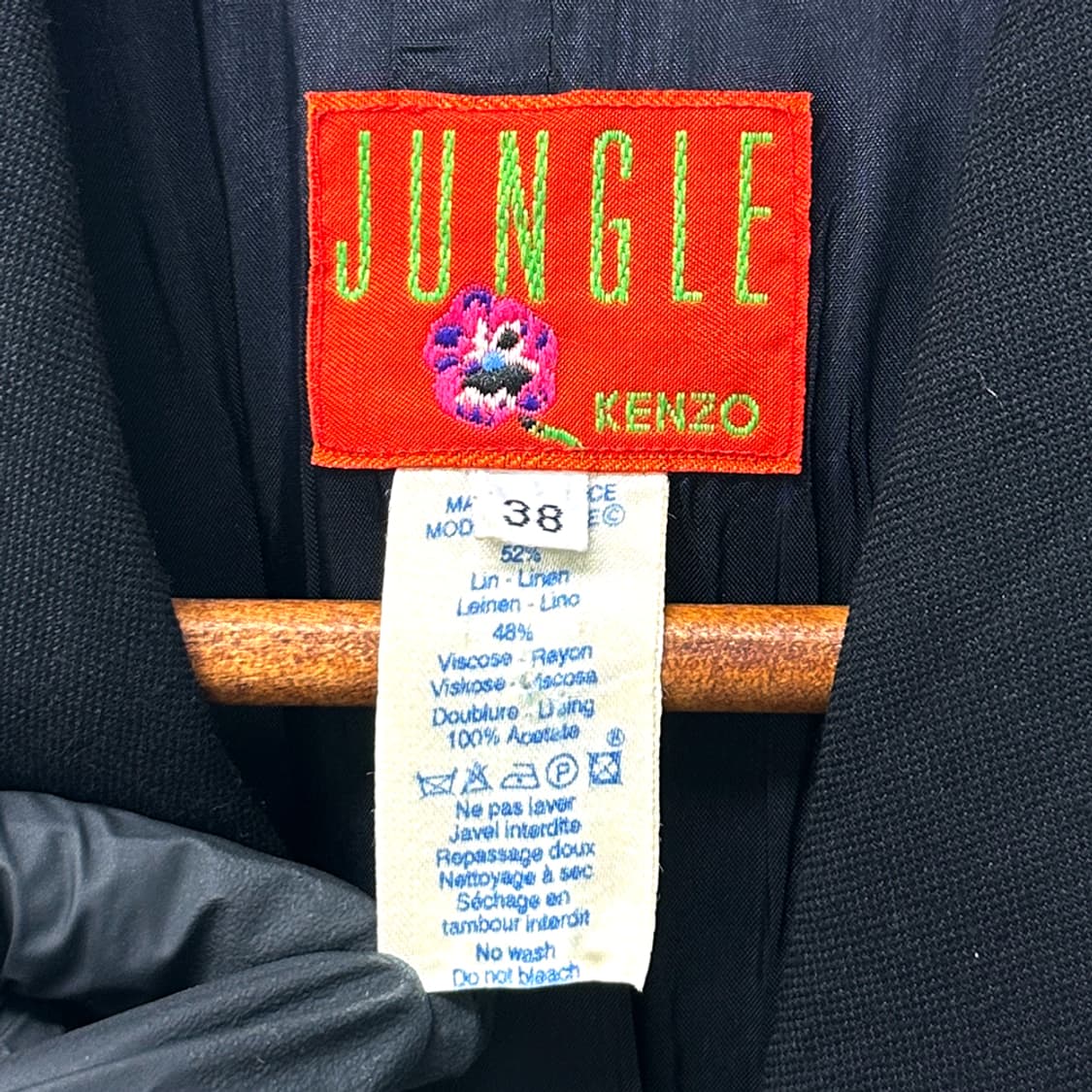 겐조 정글 울 리넨 린넨 플라워 블레이저 블레이져 자켓 블랙 38 상품이미지5