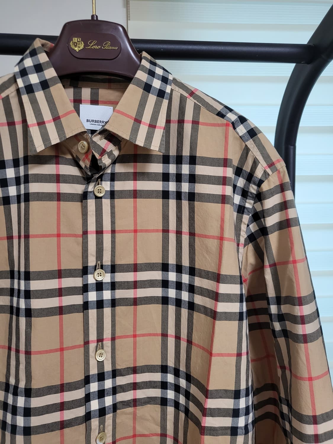 22SS 버버리 체크 코튼 포플린 셔츠 L 상품이미지4