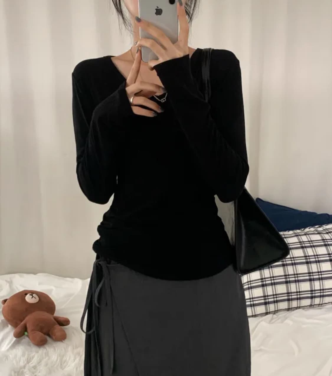 브이넥 뒷트임 롱슬리브 상품이미지2