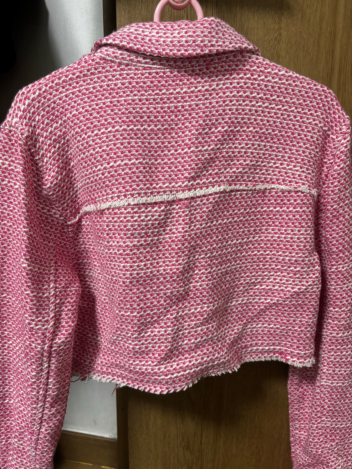 자라 핑크 트위드 크롭 자켓 상품이미지6