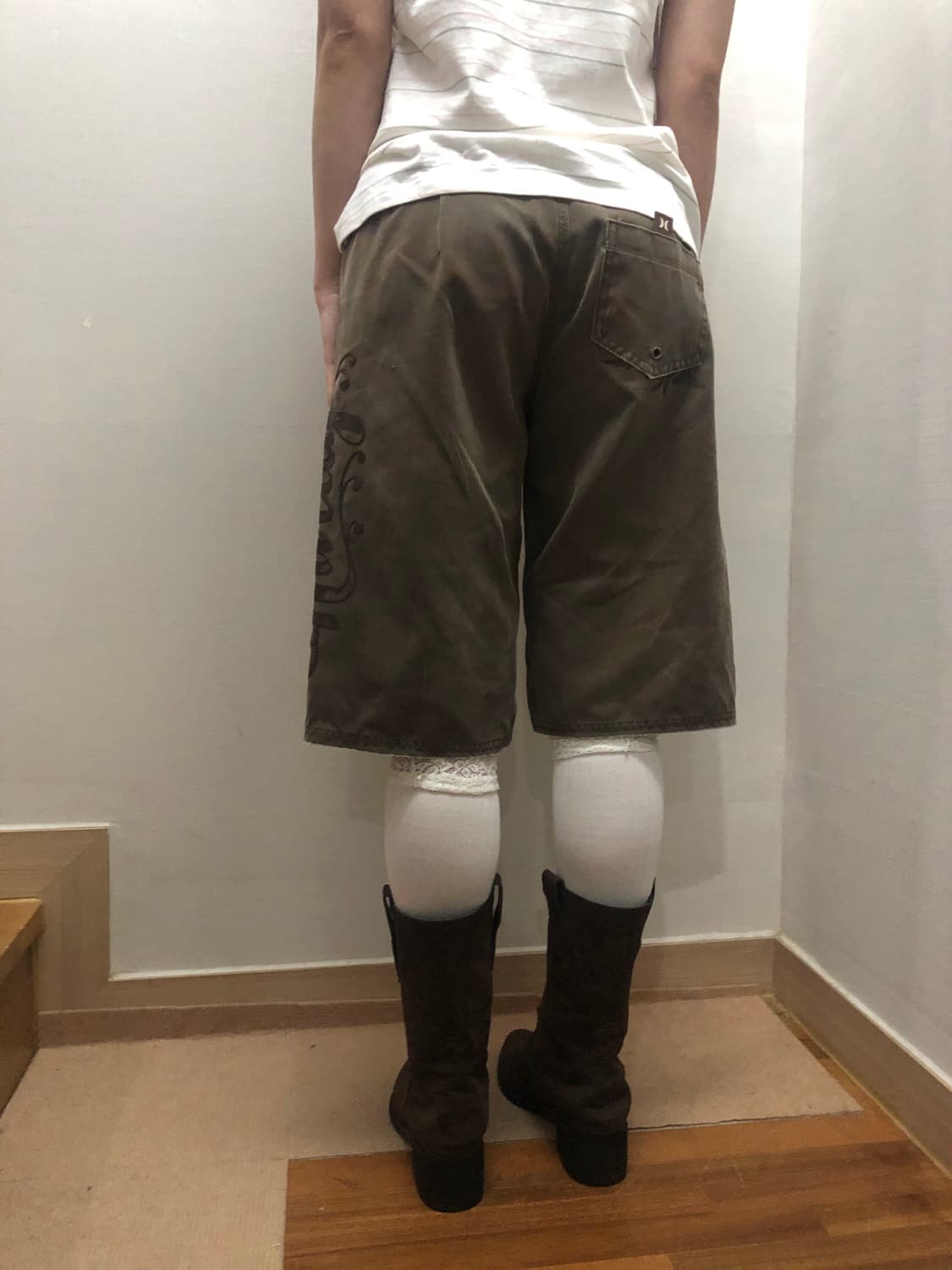 빈티지 브라운 레터링 버뮤다 팬츠 상품이미지10