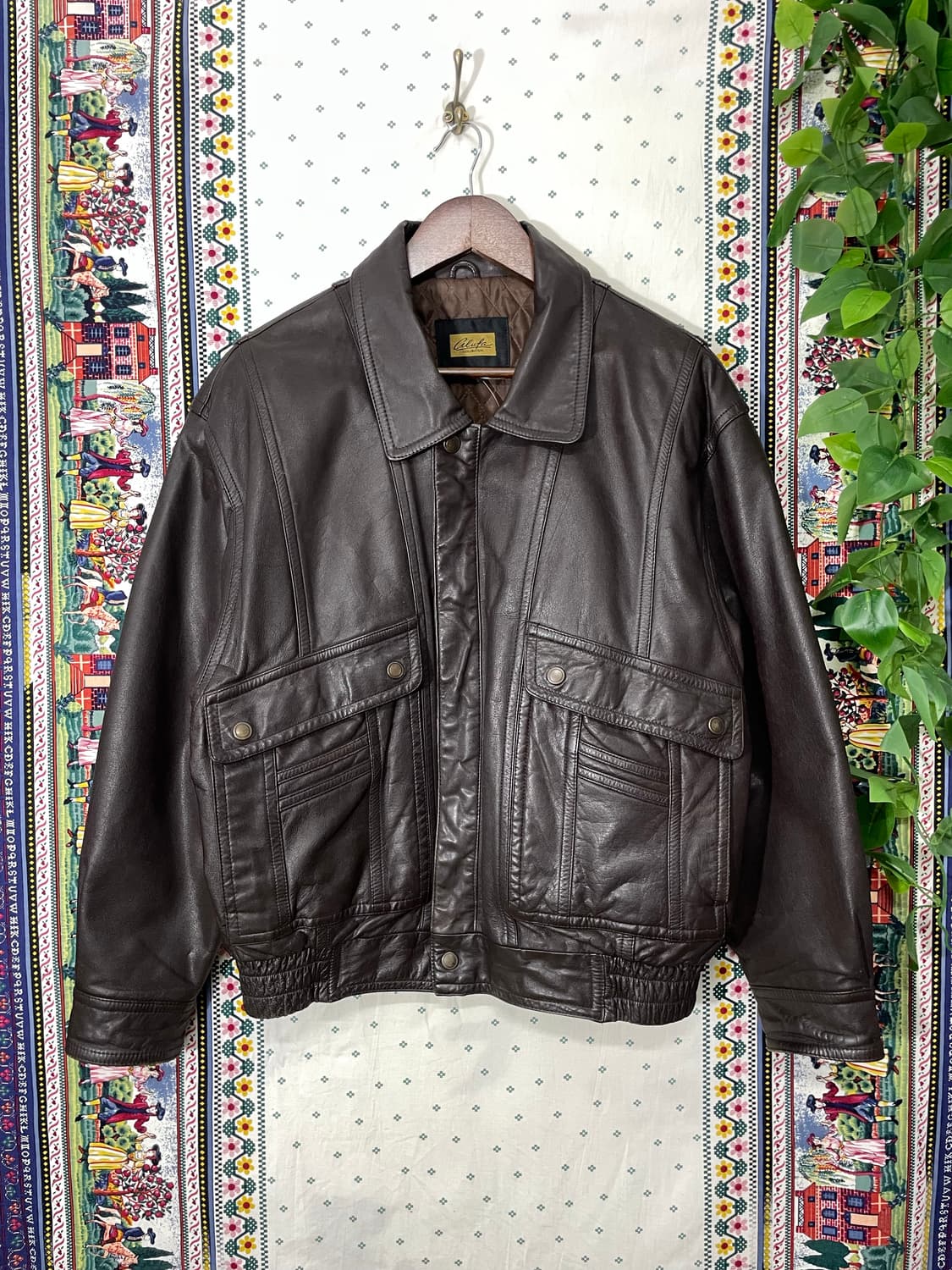 빈티지 레더 봄버 브라운 상품이미지1