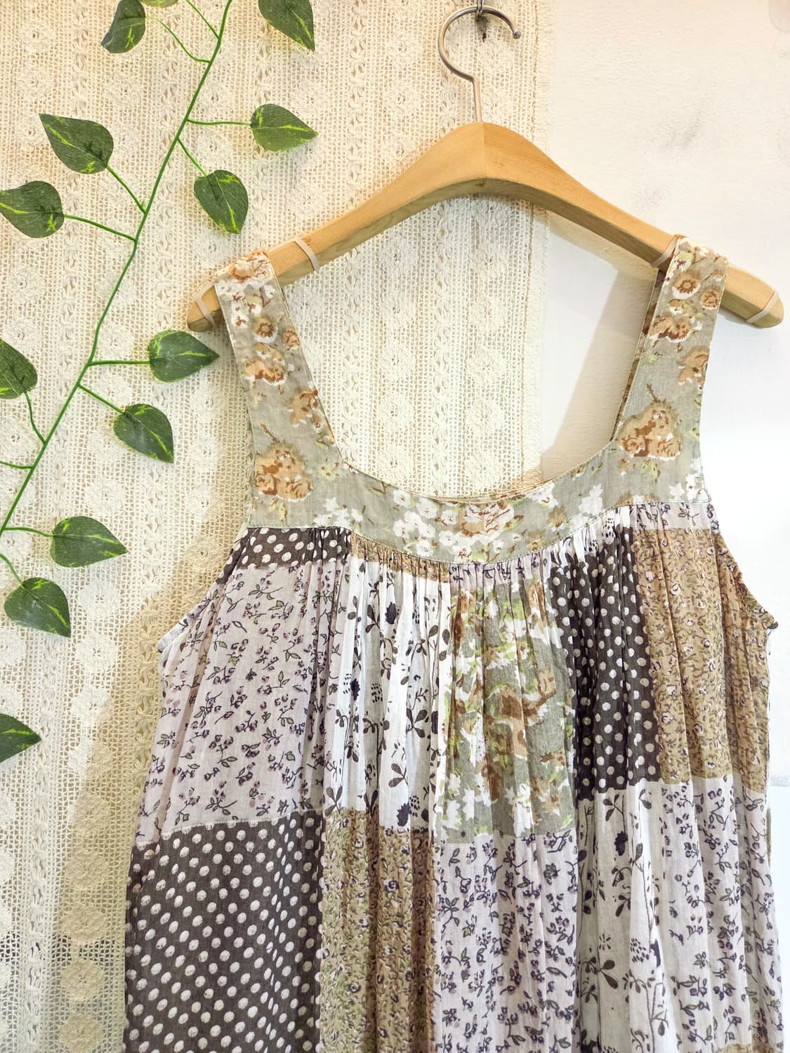 패치워크 패턴 민소매 원피스 상품이미지5