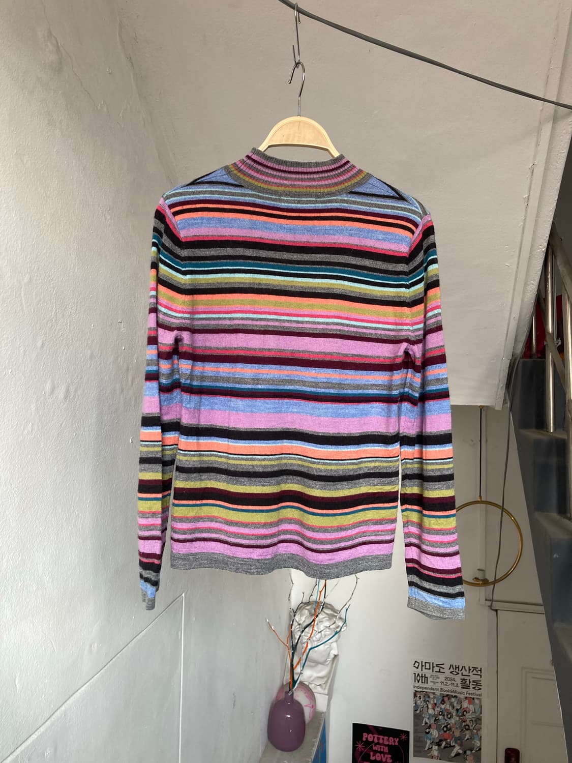 알록달록 무지개 하프넥 스트라이프 니트 상품이미지6