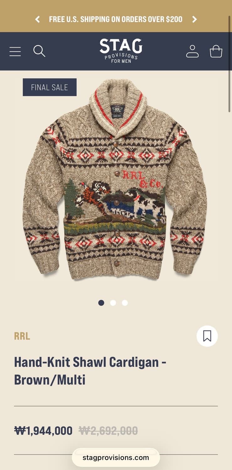RRL 핸드니트 숄카라 가디건 상품이미지4