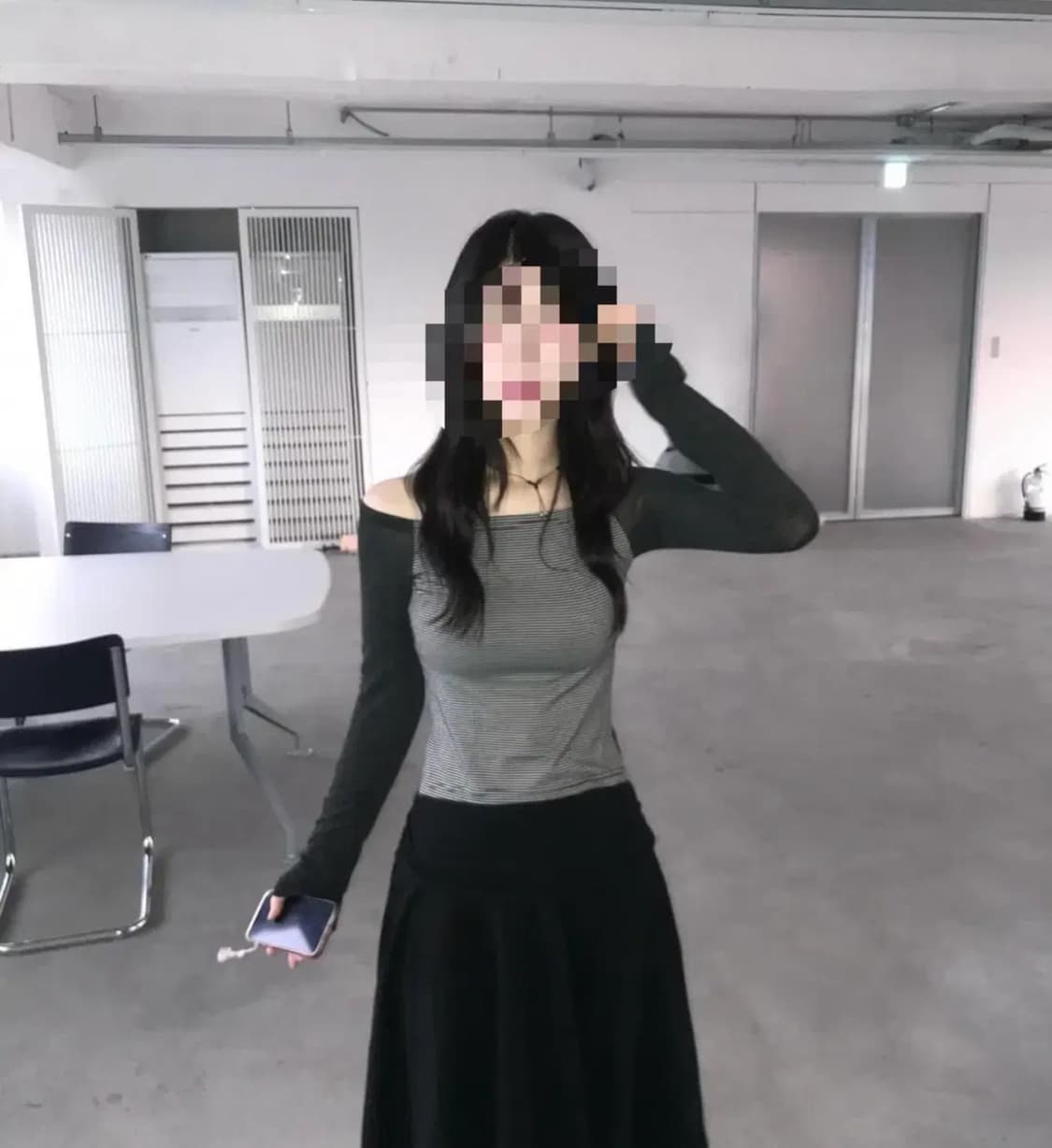 파히섬 탠스댄스 stripe off-shoulder black 상품이미지1