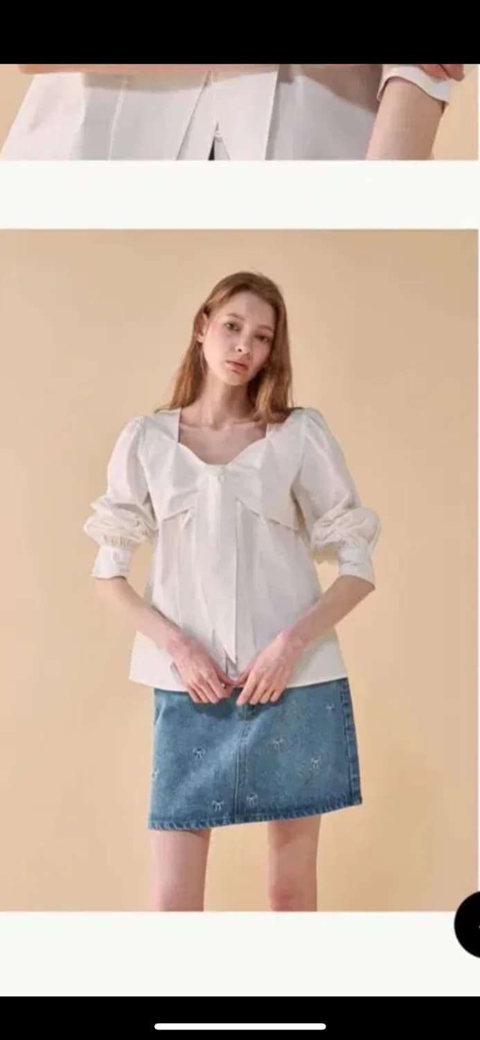 론론 리본 블라우스 아이보리 새상품 상품이미지2