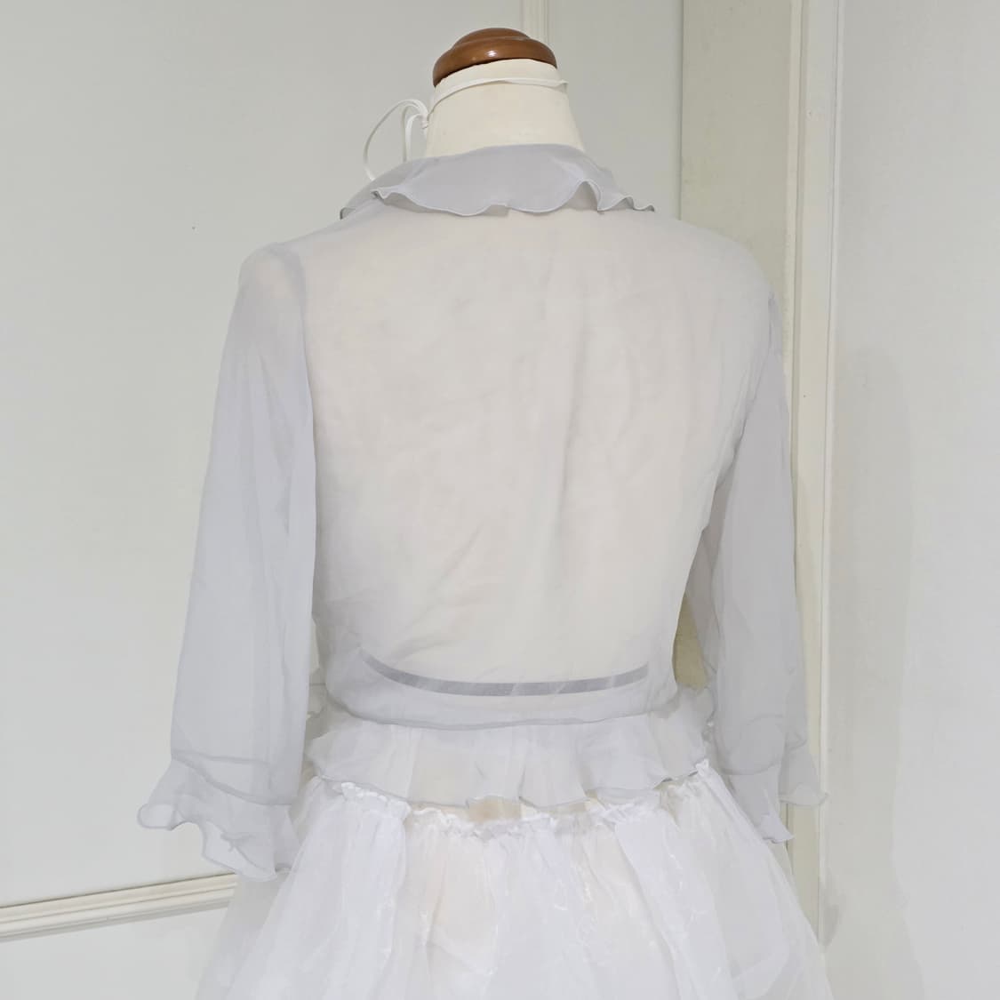 일본빈티지) 그레이 히메갸루st 시스루 프릴 로맨틱 볼레로가디건 상품이미지2