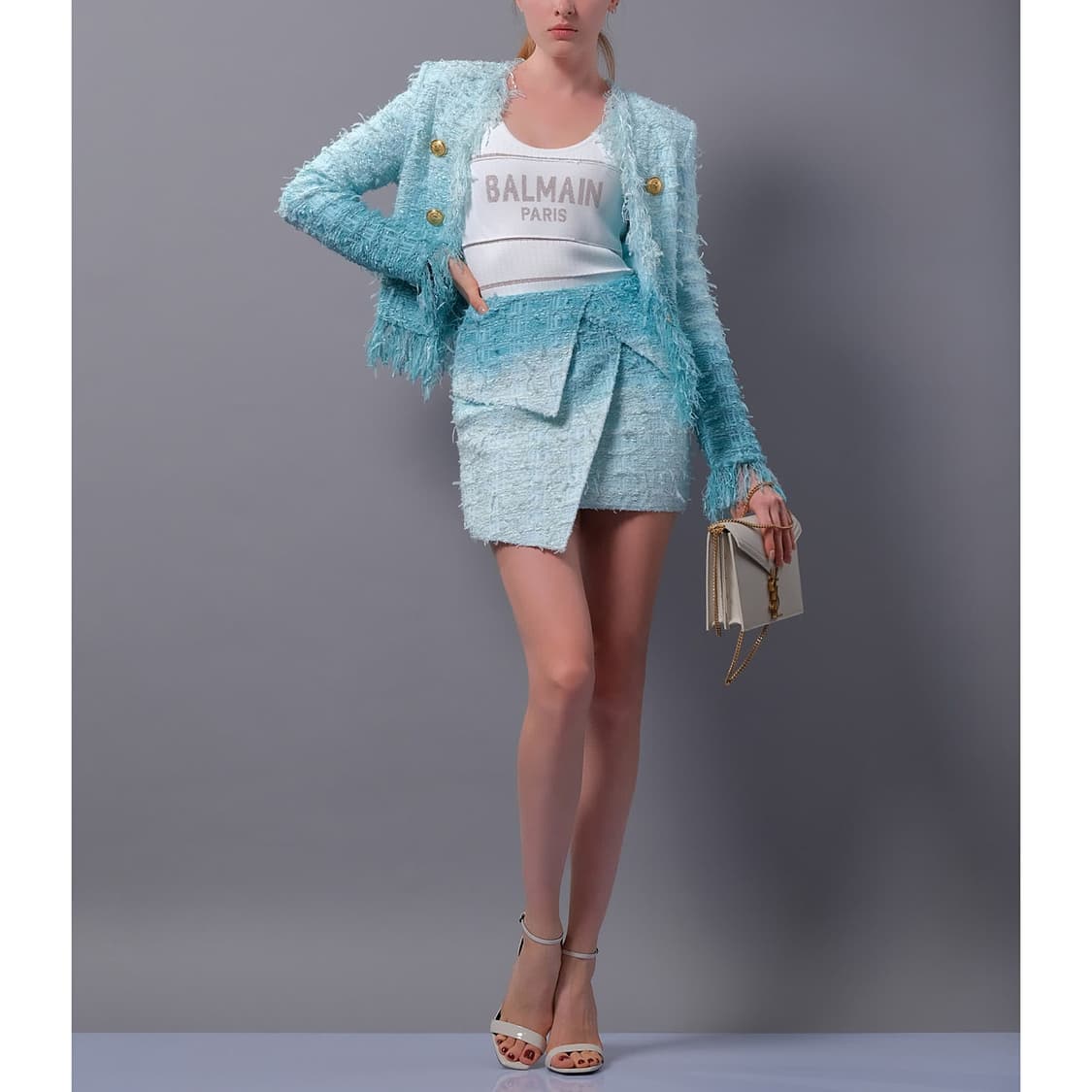 발망 프린지 타이다이 트위드 자켓 상품이미지2