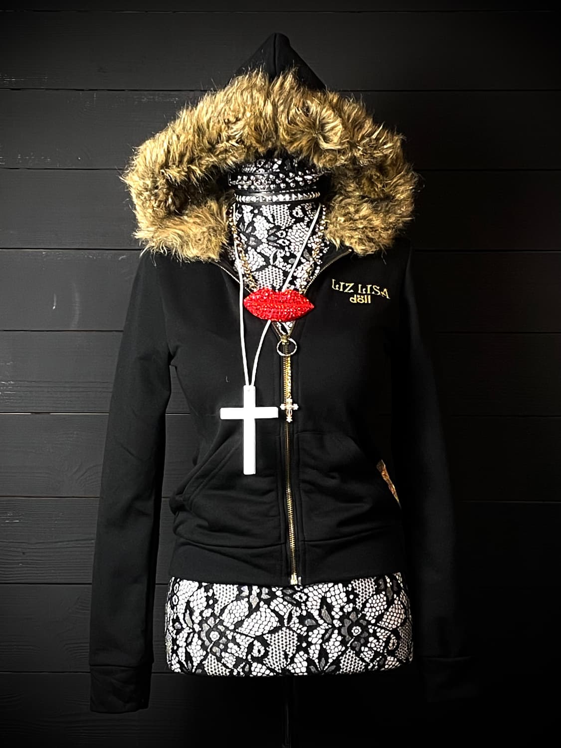 LIZ LISA DOLL 갸루 퍼 레터링 금박 후드집업 상품이미지2