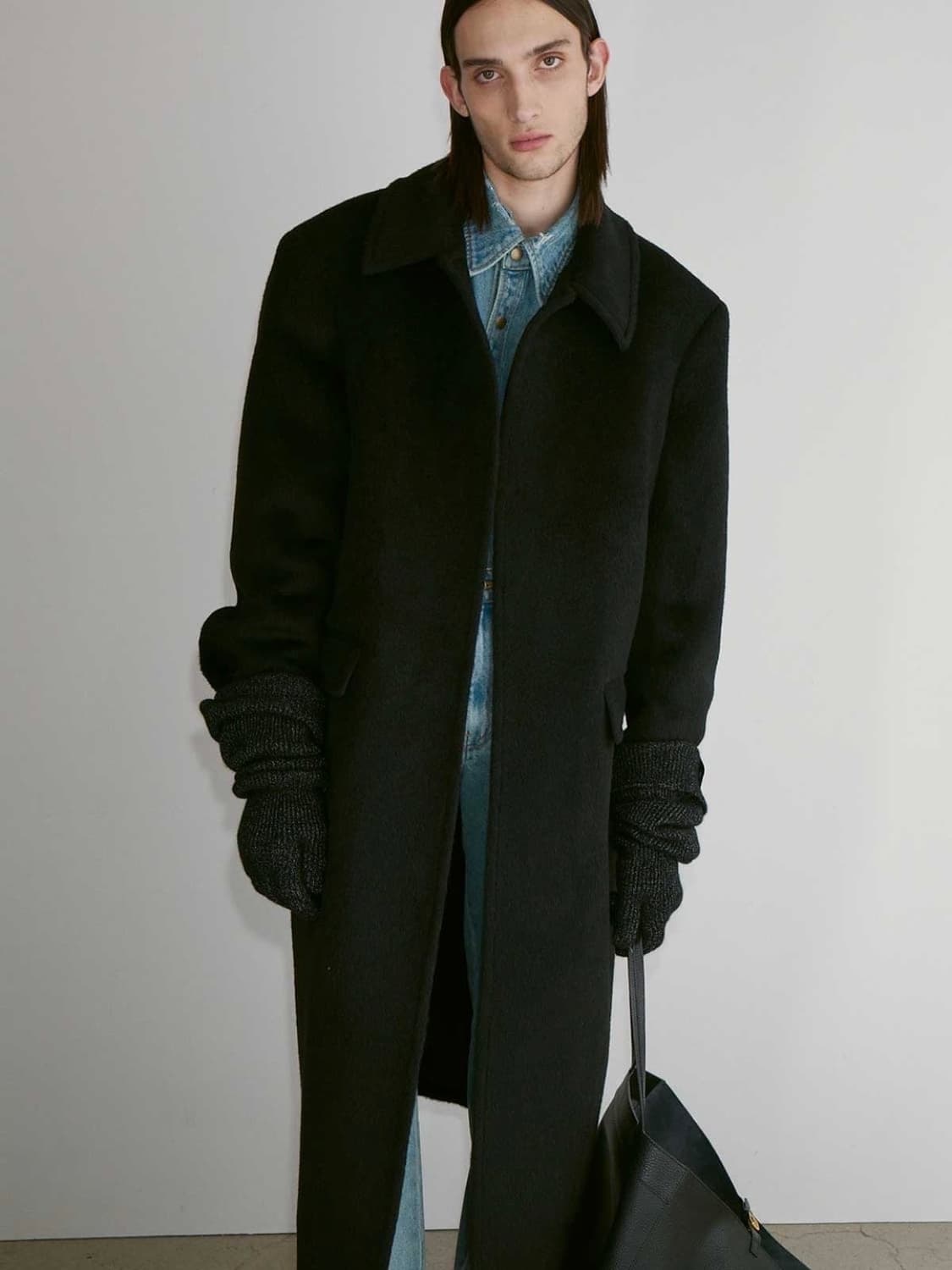 [L] 렉토 라마 울 블렌드 발마칸 코트 블랙 상품이미지6