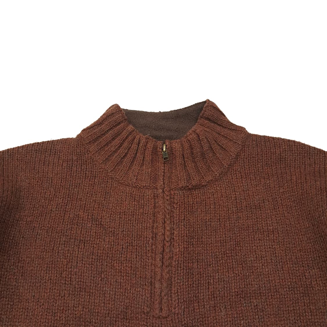 CL032 엘엘빈 셰틀랜드울 스웨이드엘보패치 브라운 하프집업 니트 상품이미지2