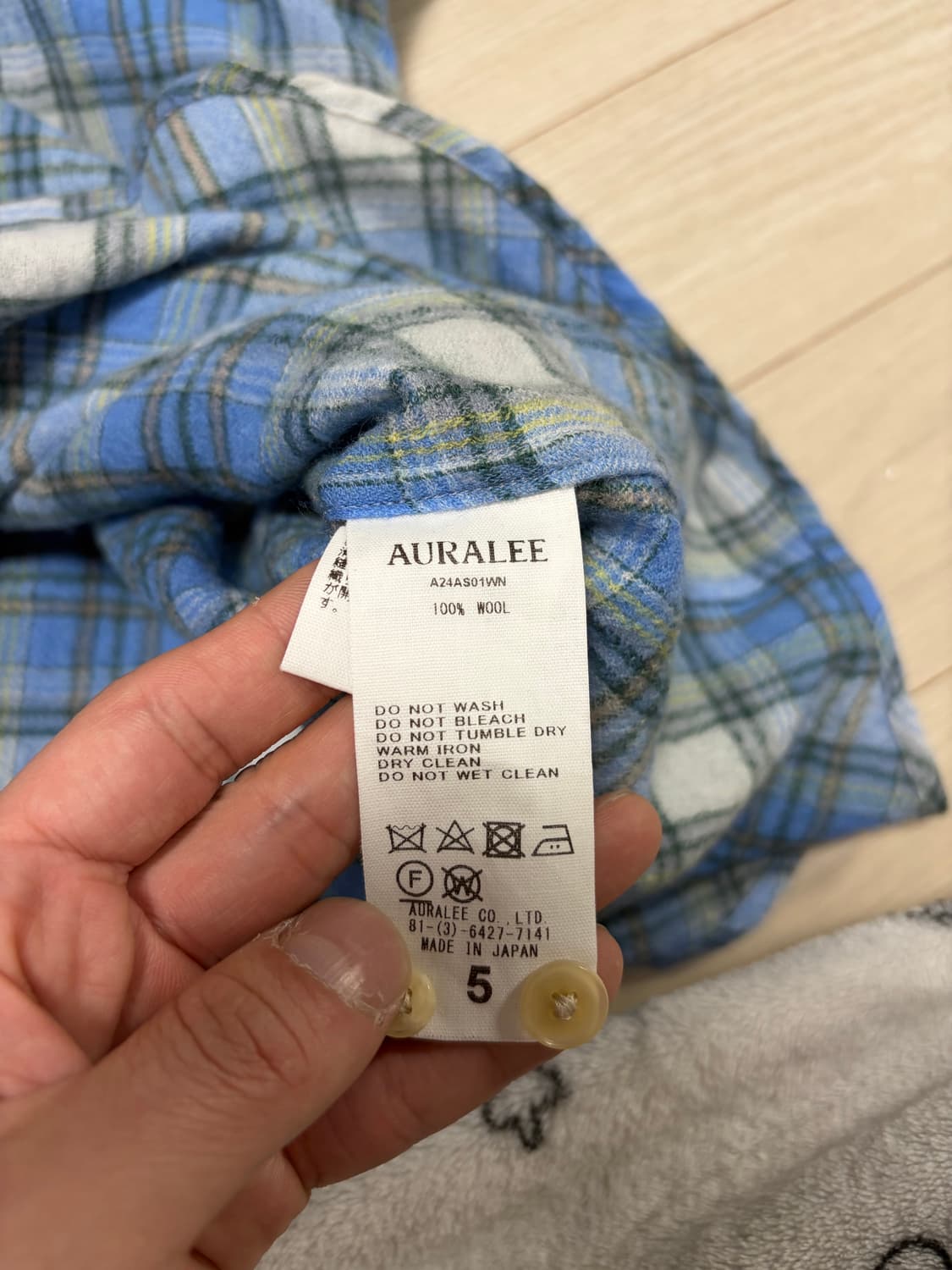 오라리 울 체크 셔츠 상품이미지3