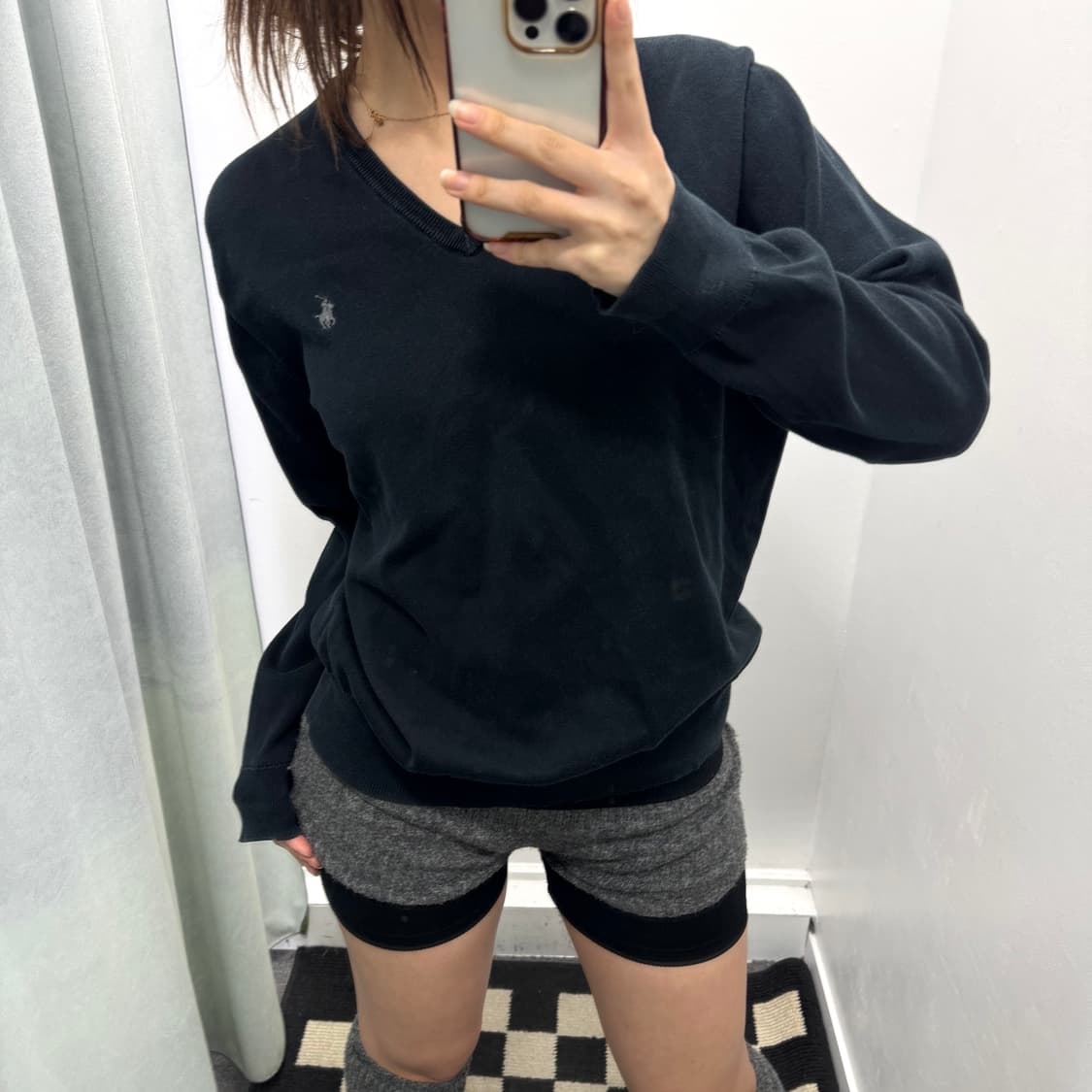 폴로 블랙 브이넥 코튼니트 상품이미지1