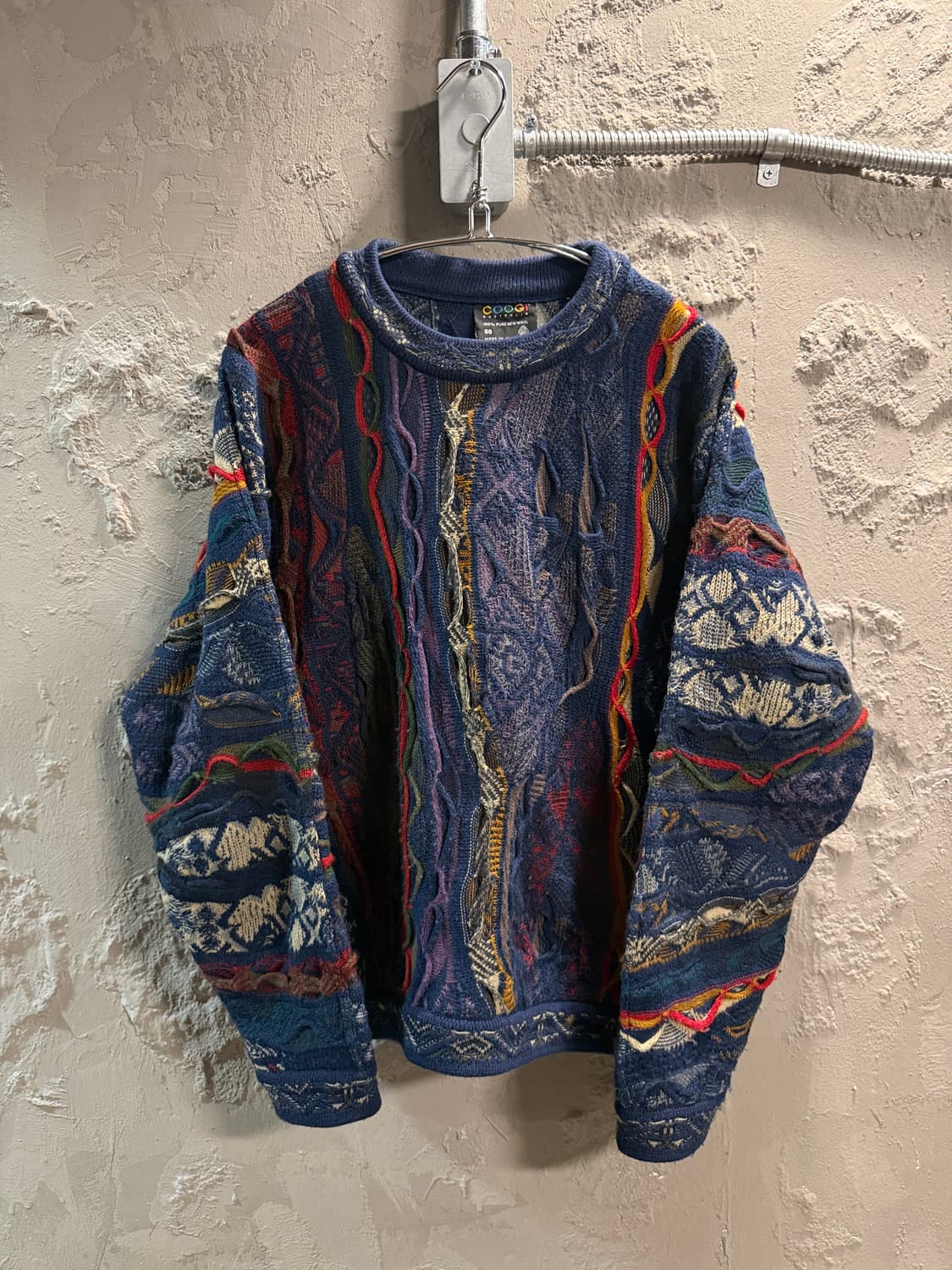 쿠지 COOGI 3D 멀티 패턴 울 니트 블루 S(95-100) 상품이미지1