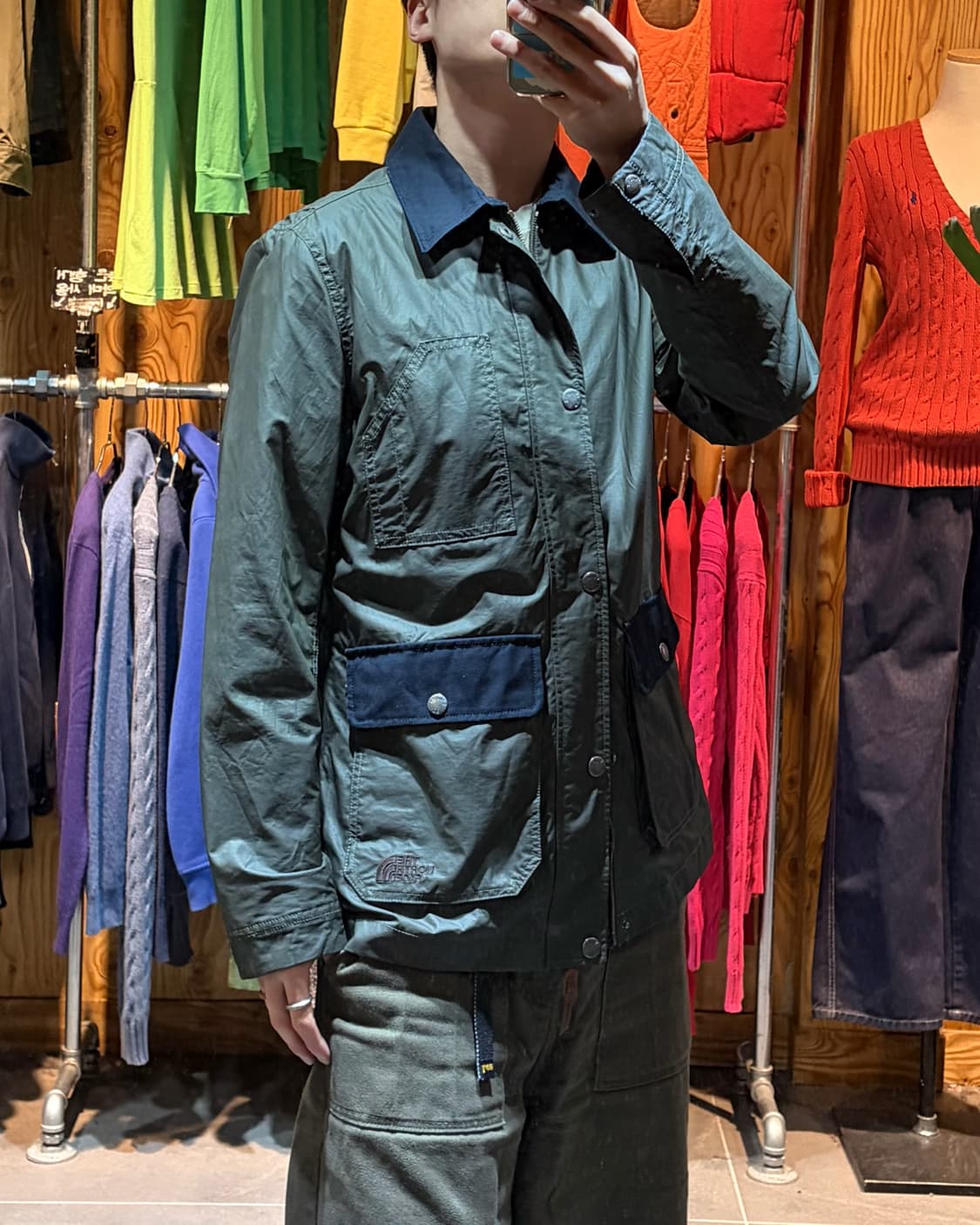 L 노스페이스 왁스 나일론 카키 야상 자켓 상품이미지1