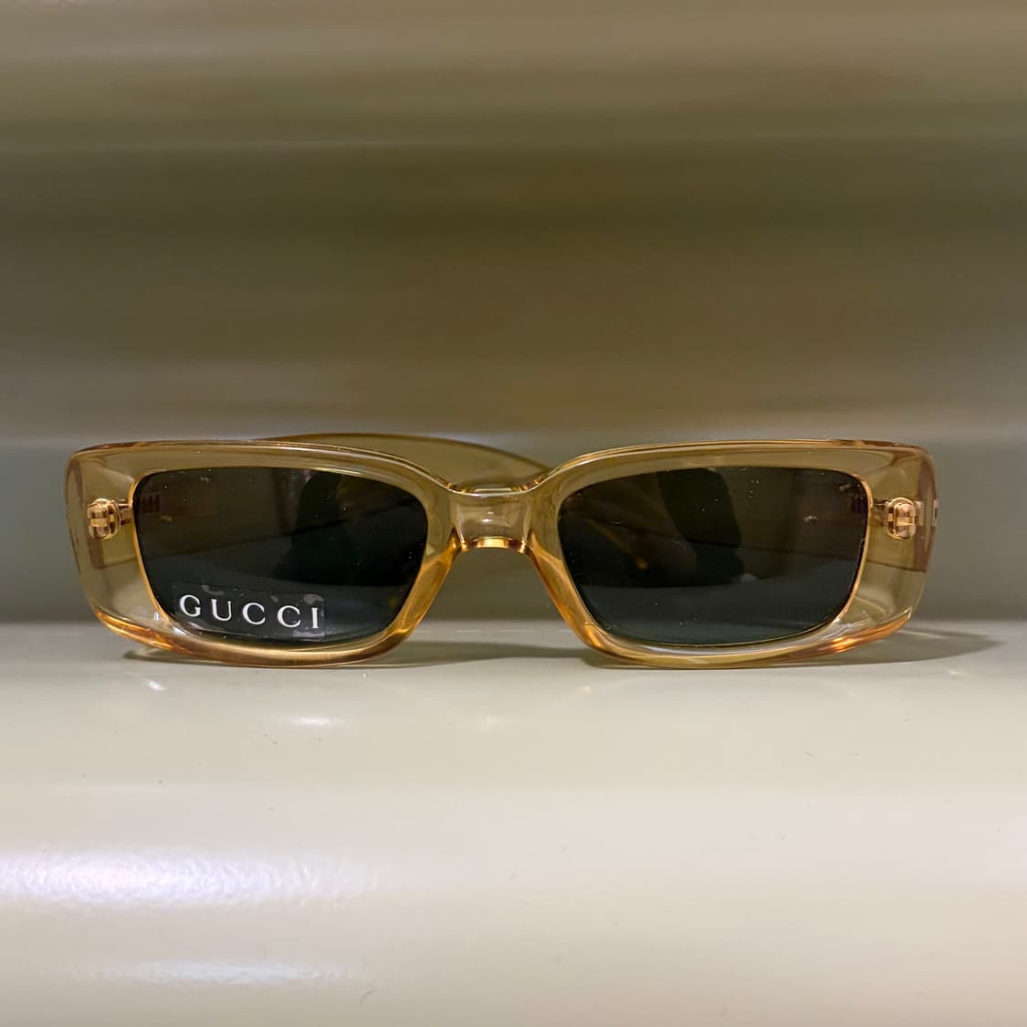 구찌 90s 빈티지 GG 2409/N/S 렉탱글 선글라스 클리어 옐로우 상품이미지1
