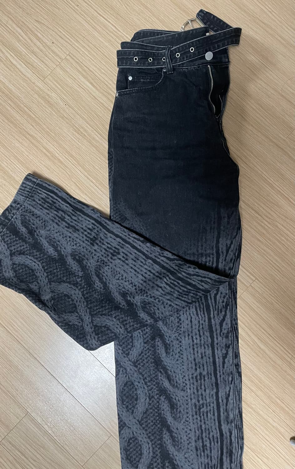 마틴플랜 Rope Knit Lazer Denim Pants - BLACK 상품이미지3