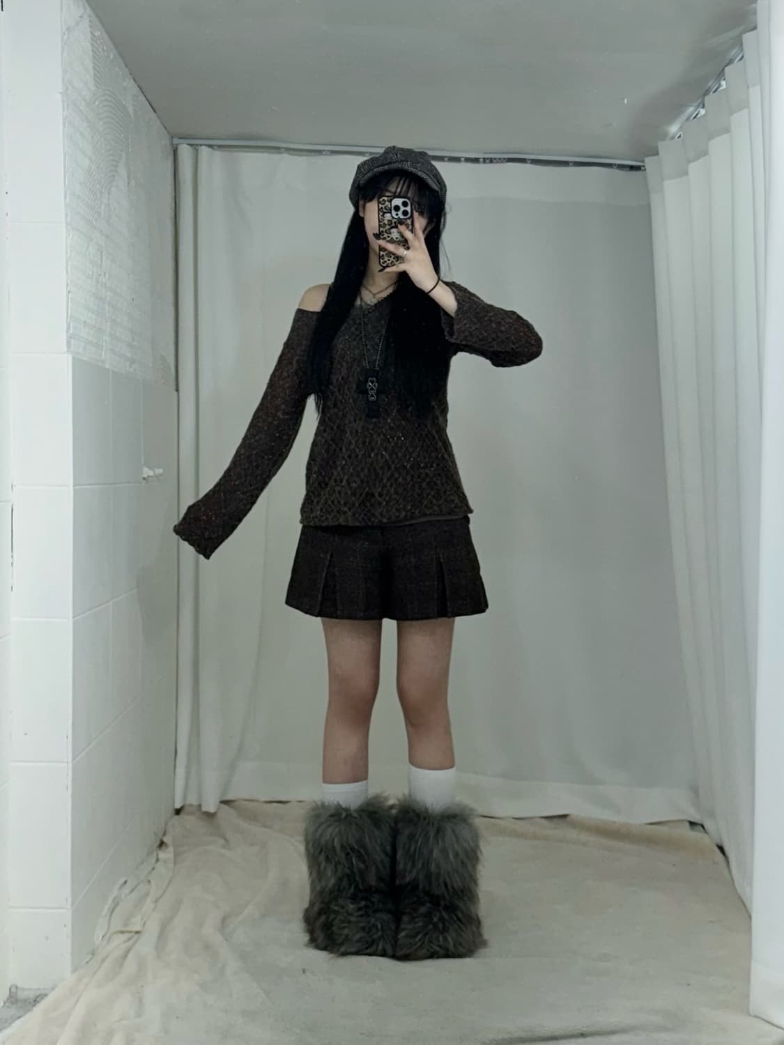 버건디 모카무스 니혼진 사와코깔 빈티지 폭닥폭닥 떡볶이코트 코디세트  상품이미지2